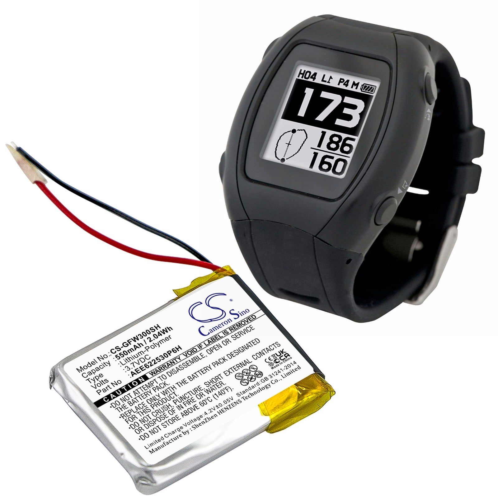Li-Polymer Battery fits Golf Buddy, Wt3 Gps Watch 3.7V, 550mAh Smartwatch Cameron Sino Technology Limited