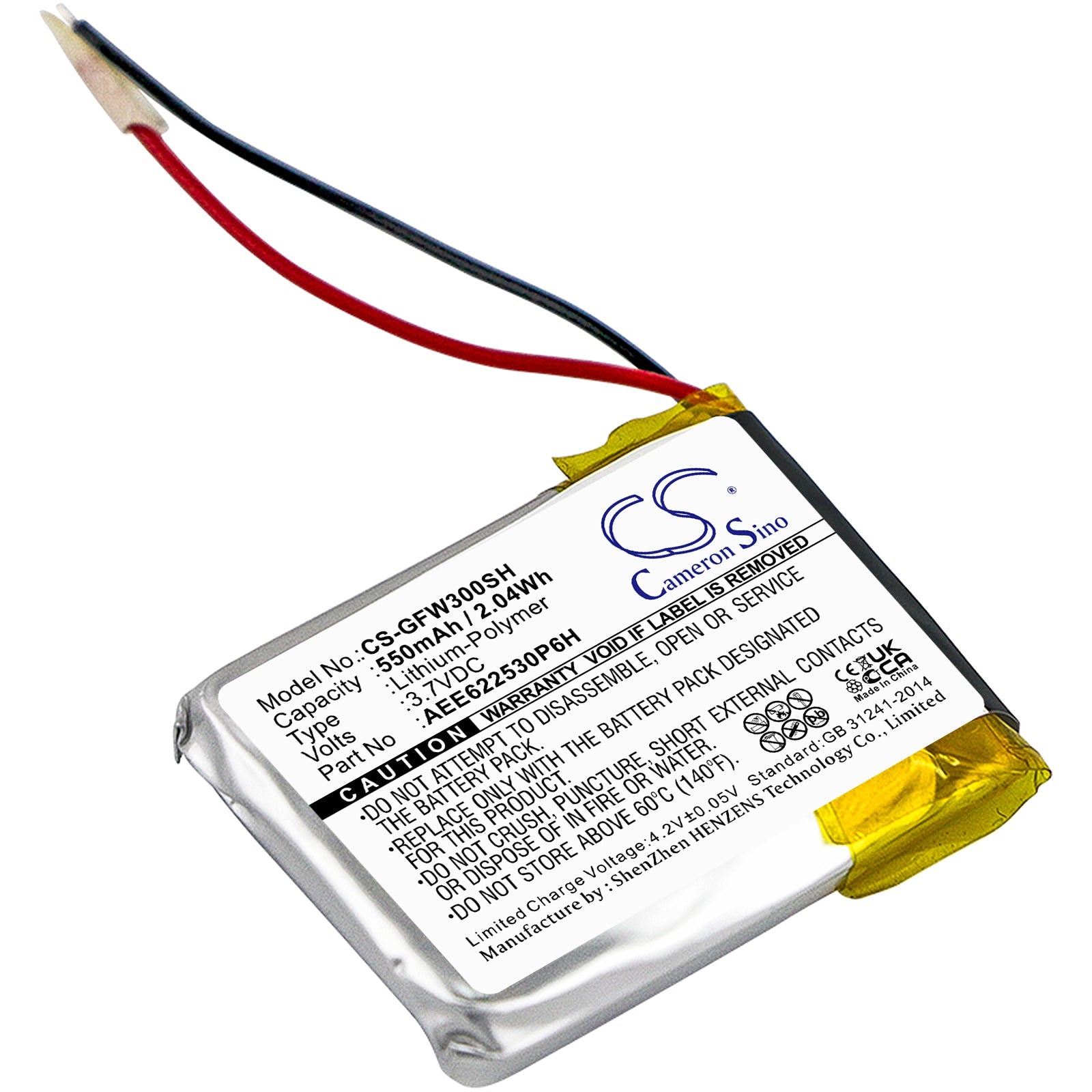 Li-Polymer Battery fits Golf Buddy, Wt3 Gps Watch 3.7V, 550mAh Smartwatch Cameron Sino Technology Limited