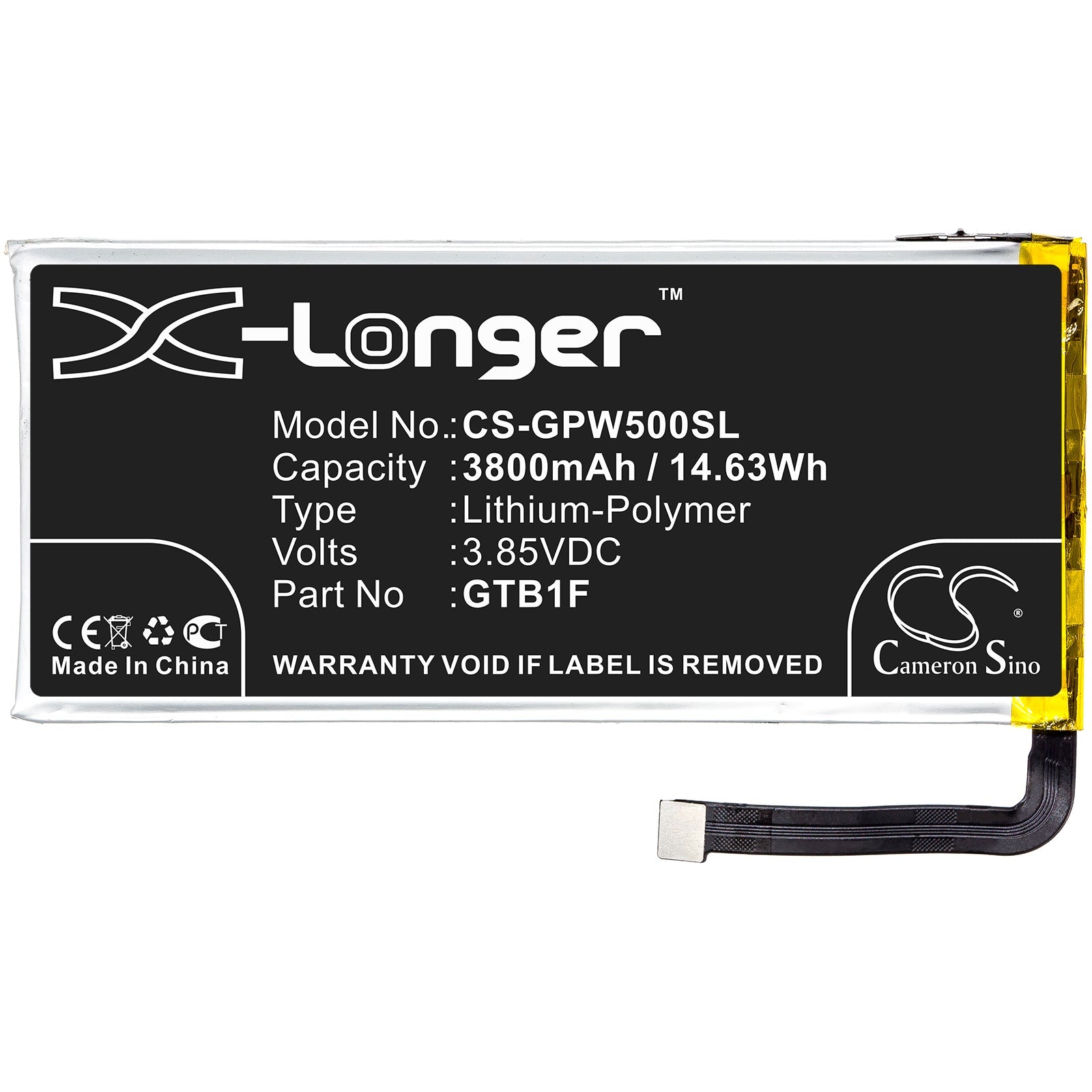 Li-Polymer Battery fits Google, Pixel 5 3.85V, 3800mAh Mobile & SmartPhone Cameron Sino Technology Limited