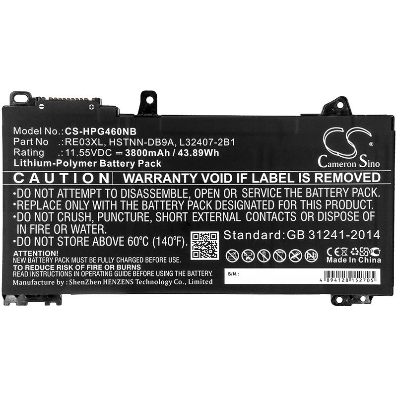 Li-Polymer Battery fits Hp, 66 Pro 13 G2, 6bn40ea 11.55V, 3800mAh Notebook & Laptop Cameron Sino Technology Limited