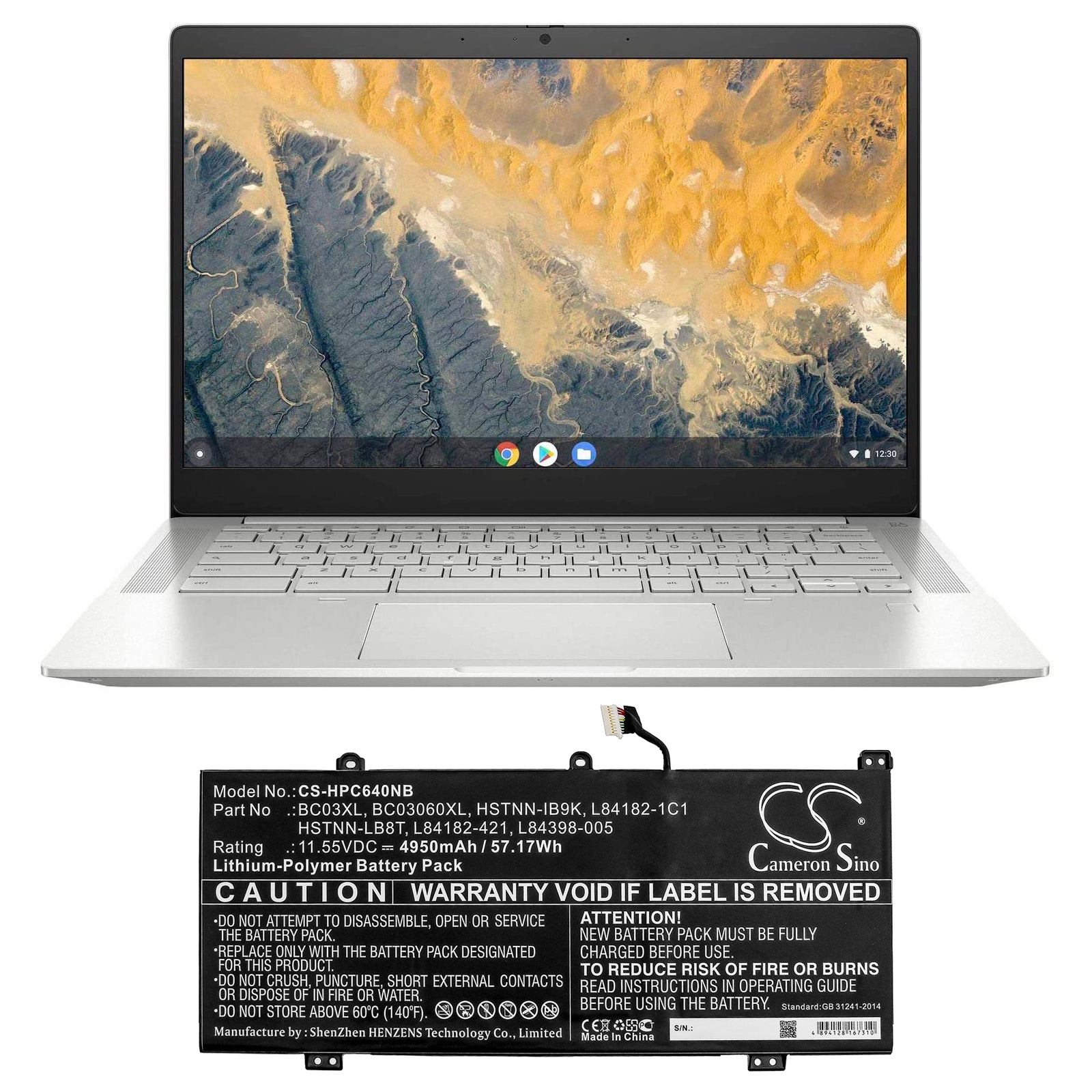 Li-Polymer Battery fits Hp, Chromebook X360 14c, Chromebook X360 14c-ca0053dx 11.55V, 4950mAh Notebook & Laptop Cameron Sino Technology Limited