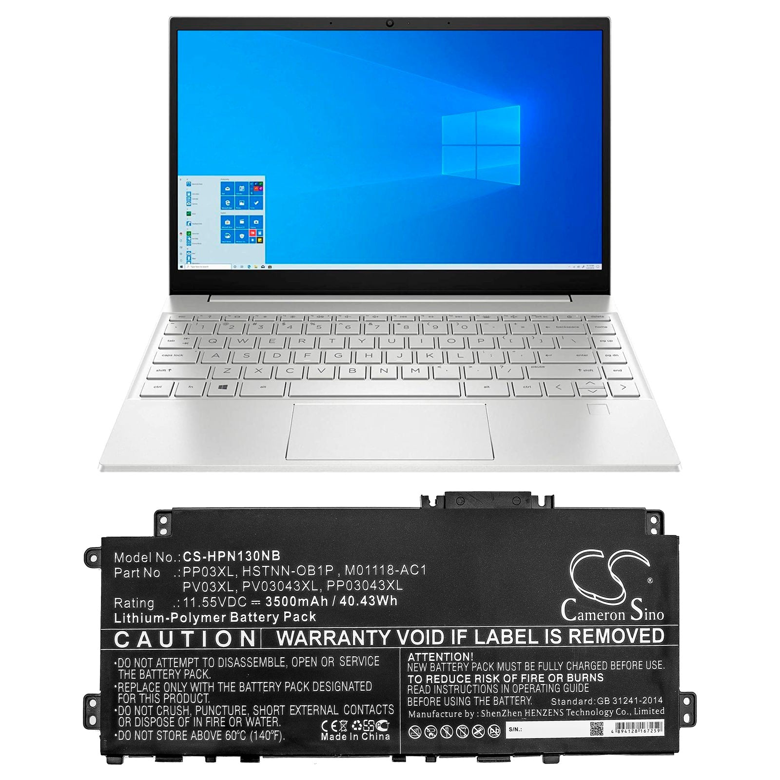 Li-Polymer Battery fits Hp, Pavilion 13-bb, Pavilion 13-bb0000nc, Pavilion 13-bb0005tu 11.55V, 3500mAh Notebook & Laptop Cameron Sino Technology Limited