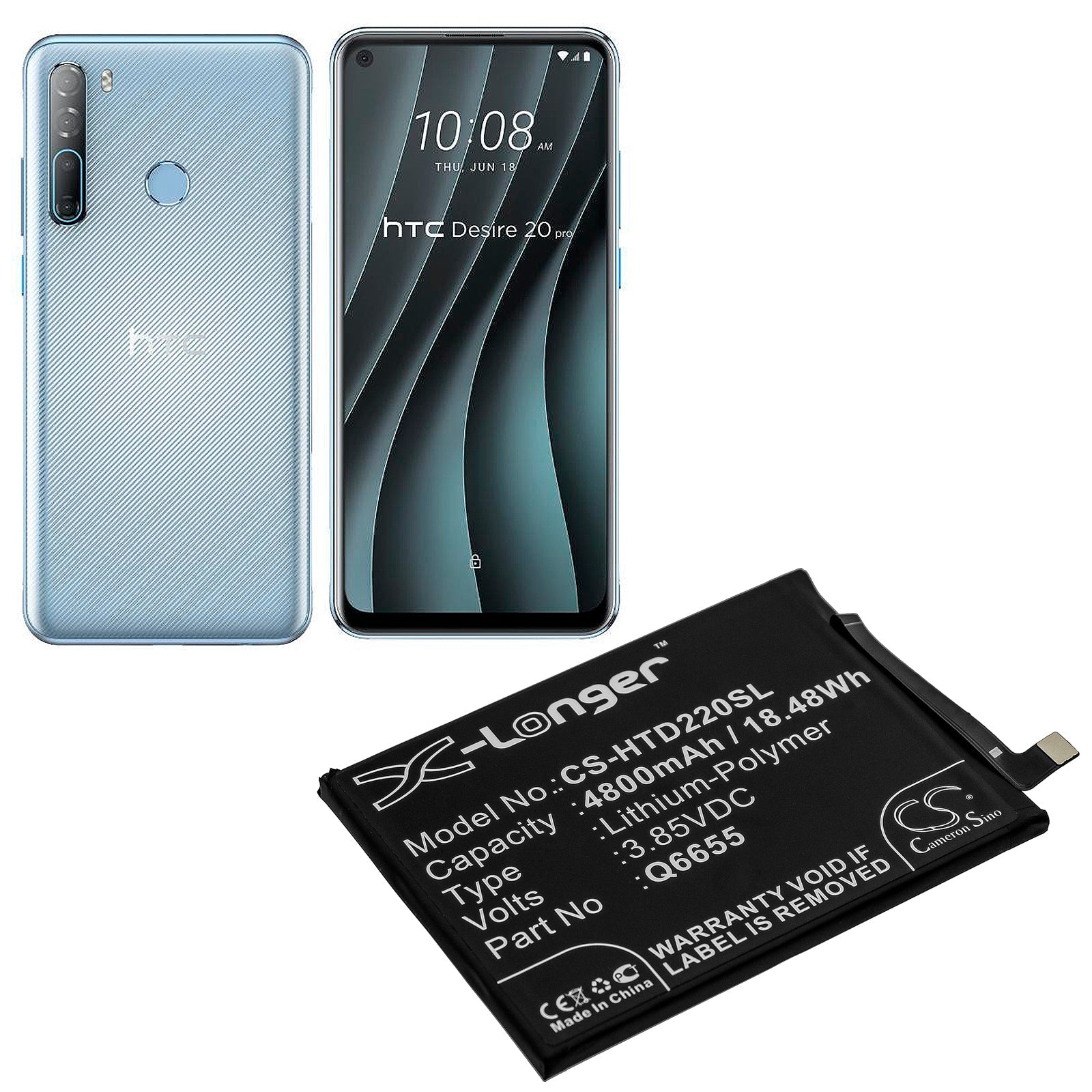 Li-Polymer Battery fits Htc, Desire 20 Pro 3.85V, 4800mAh Mobile & SmartPhone Cameron Sino Technology Limited
