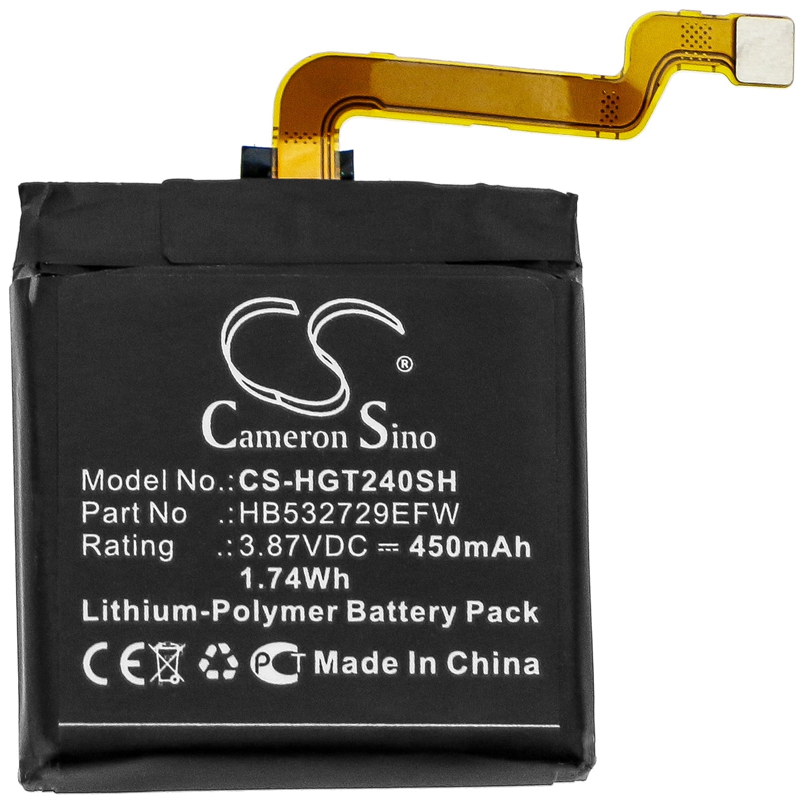 Li-Polymer Battery fits Huawei, Gt2 Pro 3.87V, 450mAh Smartwatch Cameron Sino Technology Limited