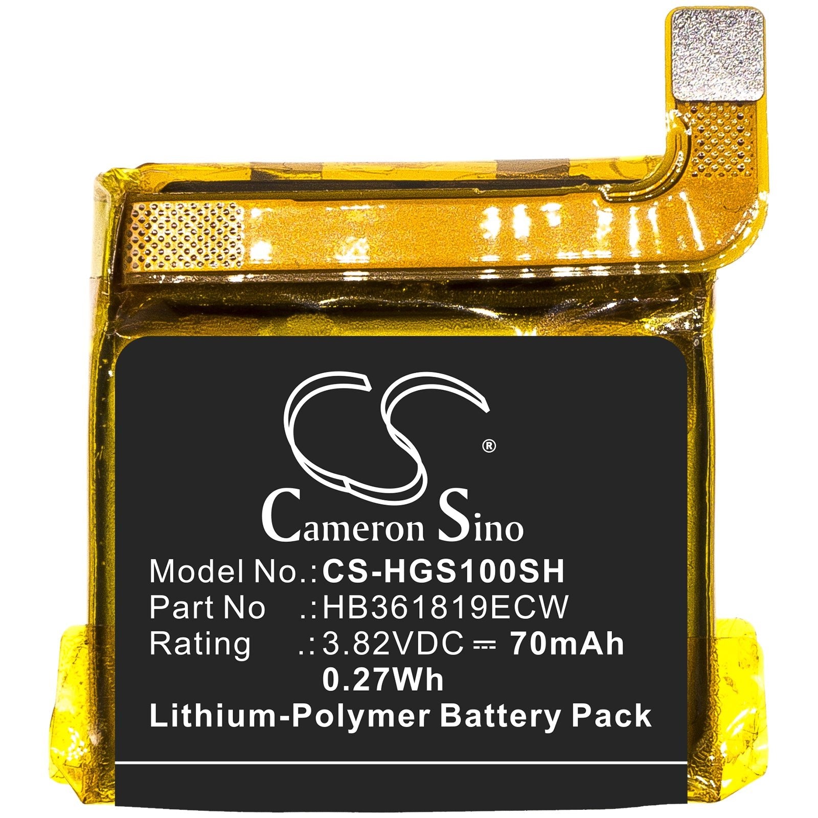 Li-Polymer Battery fits Huawei, Hb361819ecw 3.82V, 70mAh Smartwatch Cameron Sino Technology Limited