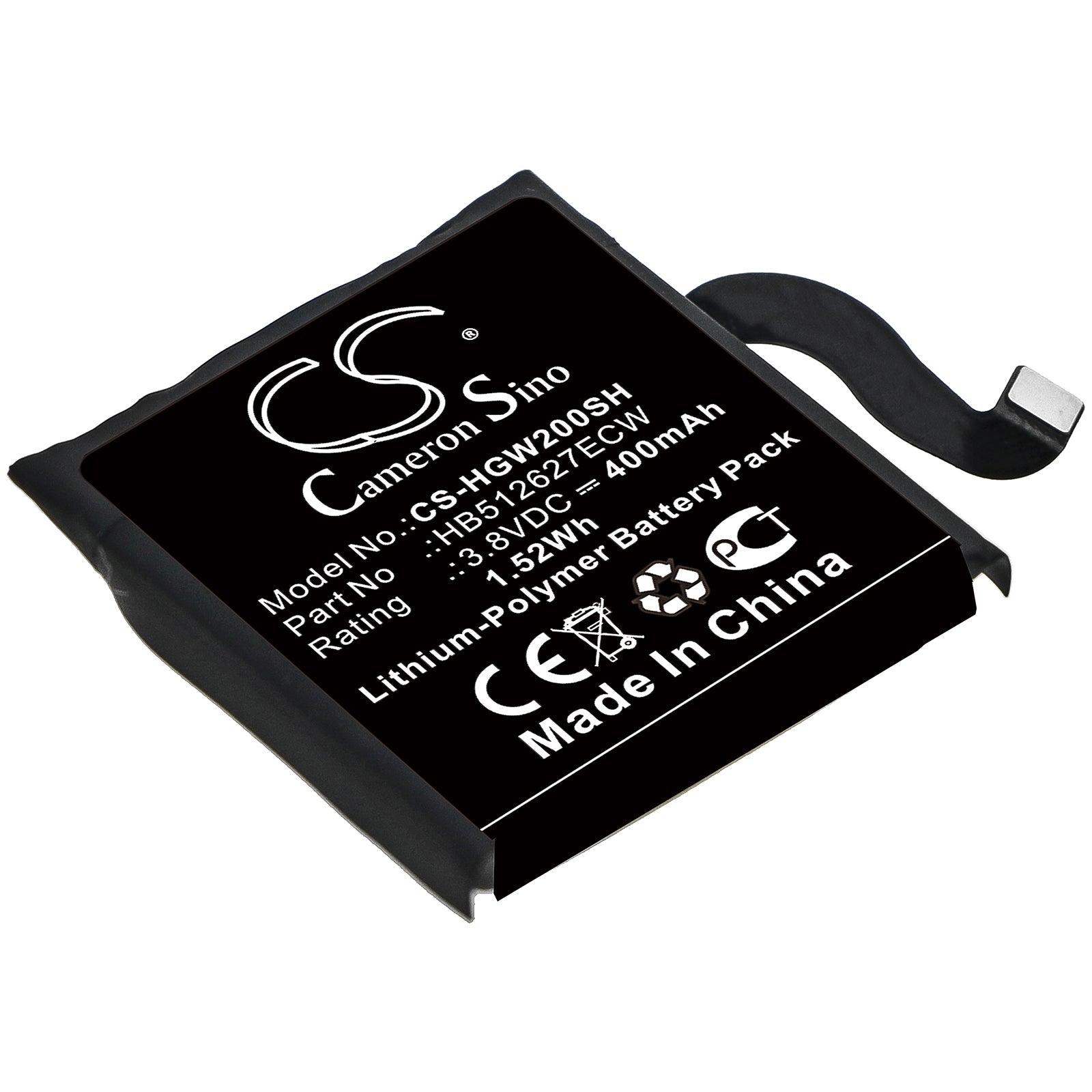 Li-Polymer Battery fits Huawei, Hb512627ecw 3.8V, 400mAh Smartwatch Cameron Sino Technology Limited