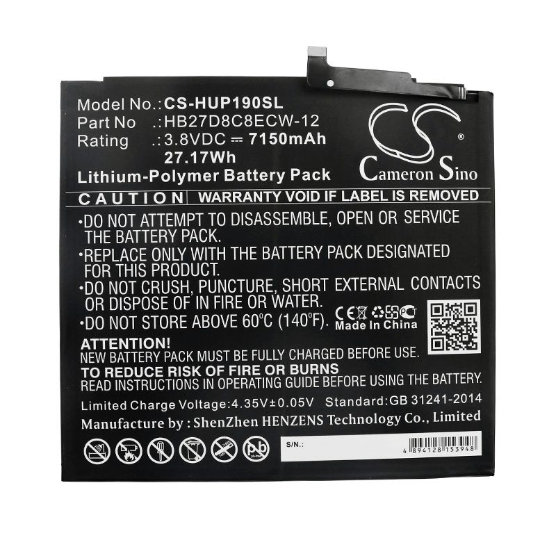 Li-Polymer Battery fits Huawei, Matepad Pro, Mrx-al09 3.8V, 7150mAh Tablet Cameron Sino Technology Limited