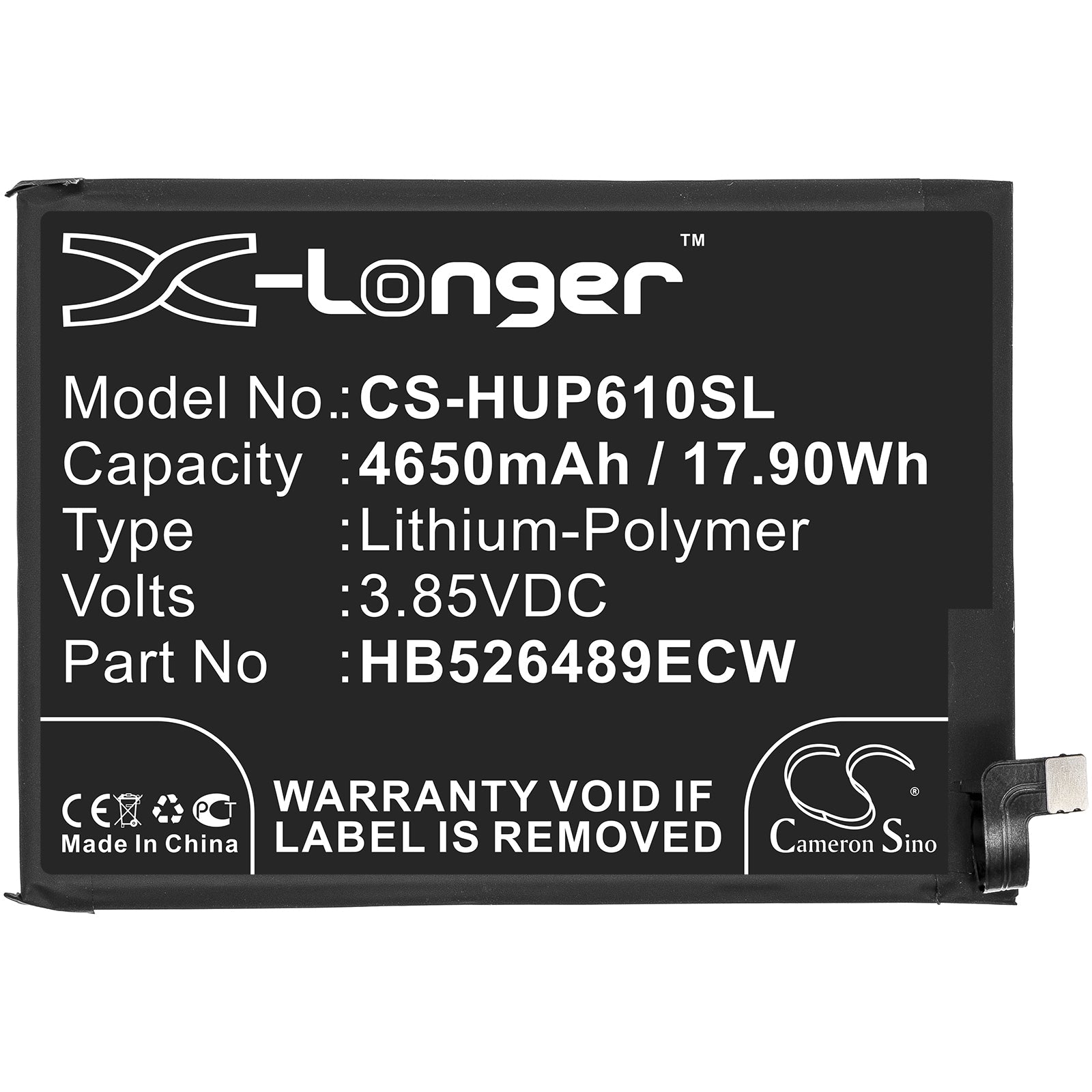 Li-Polymer Battery fits Huawei, Med-l29, Med-l29n 3.85V, 4650mAh Mobile & SmartPhone Cameron Sino Technology Limited