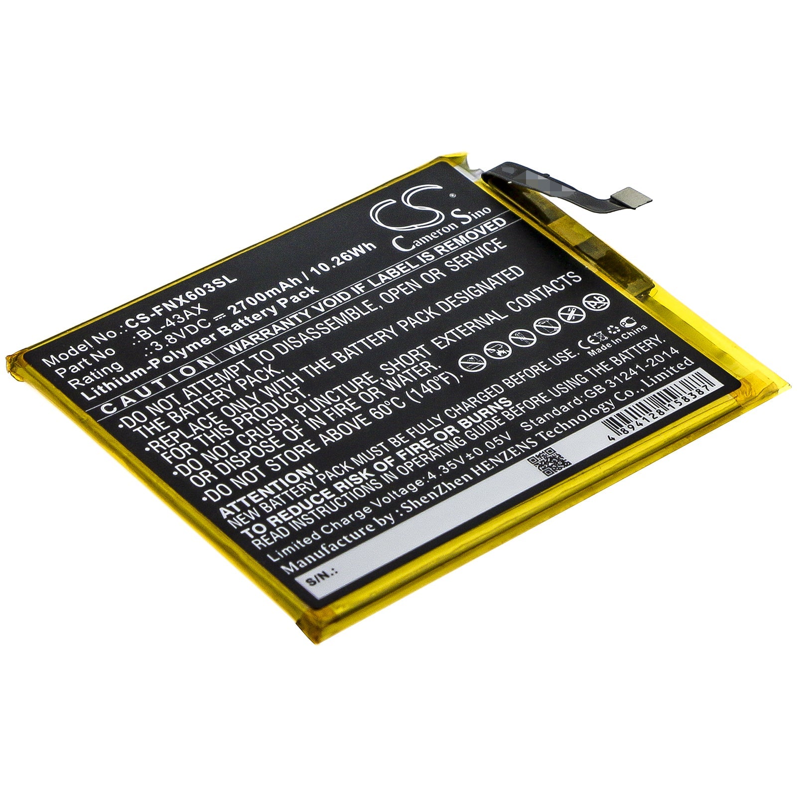 Li - Polymer Battery fits Infinix, Bl - 43ax 3.8V, 2700mAh - Batterybuyer.ca