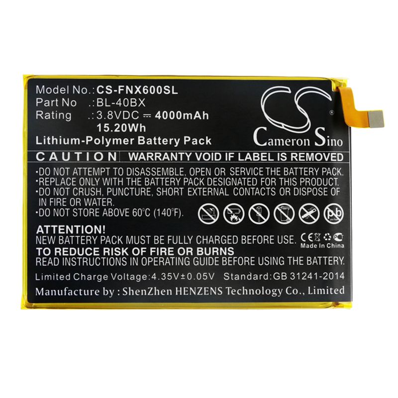 Li-Polymer Battery fits Infinix, Note 2, X600 3.8V, 4000mAh Mobile & SmartPhone Cameron Sino Technology Limited