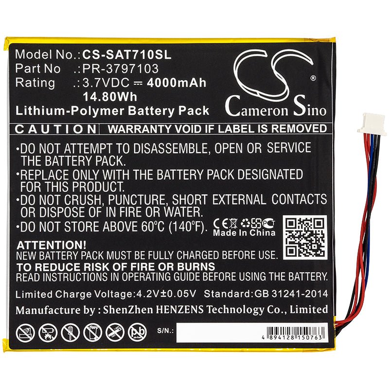 Li-Polymer Battery fits Insignia, Flex Ns, P08a7100 3.7V, 4000mAh Computer Cameron Sino Technology Limited