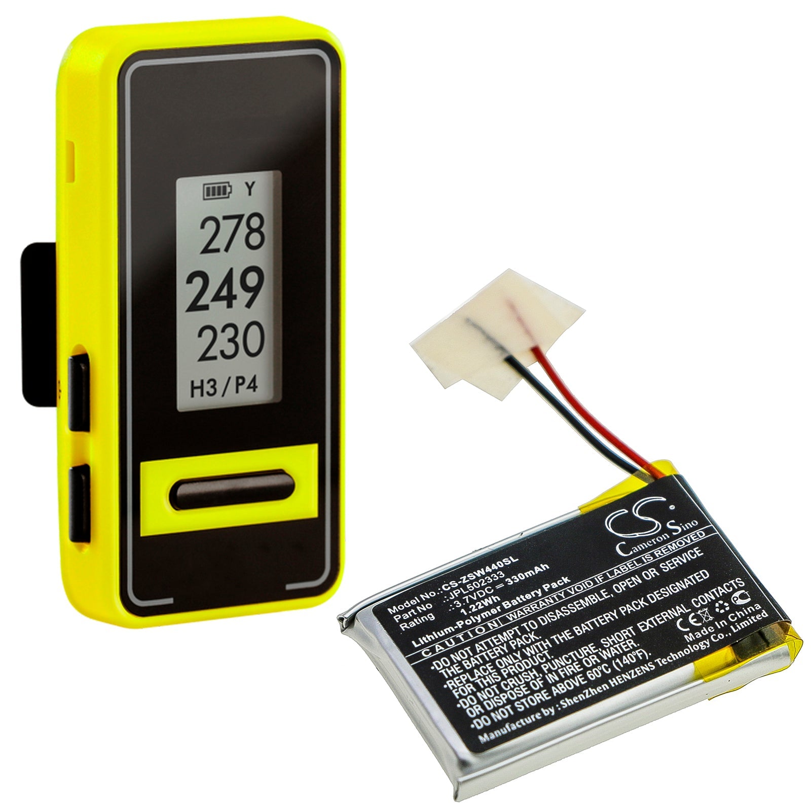 Li-Polymer Battery fits Izzo, A44040, Swami Voice Clip 3.7V, 330mAh GPS & Navigator Cameron Sino Technology Limited