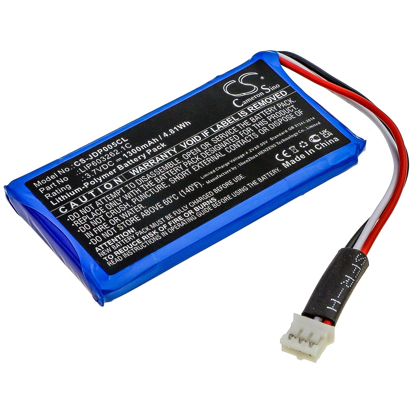 Li-Polymer Battery fits Jablocom, Gdp-04i 3.7V, 1300mAh Cordless Phone Cameron Sino Technology Limited