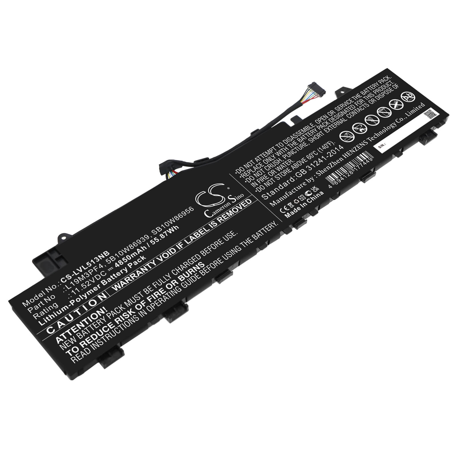 Li-Polymer Battery fits Lenovo, Ducati 5 82es000dau, Ideapad 5 14are05 11.52V, 4850mAh / 55.87Wh Notebook & Laptop Cameron Sino Technology Limited