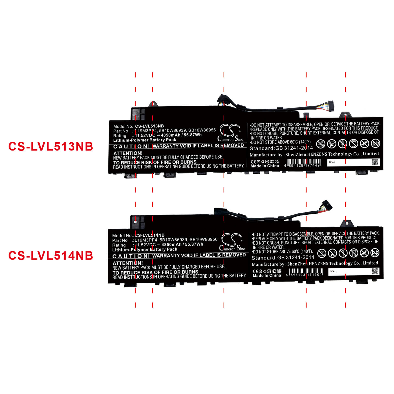 Li-Polymer Battery fits Lenovo, Ducati 5 82es000dau, Ideapad 5 14are05 11.52V, 4850mAh / 55.87Wh Notebook & Laptop Cameron Sino Technology Limited