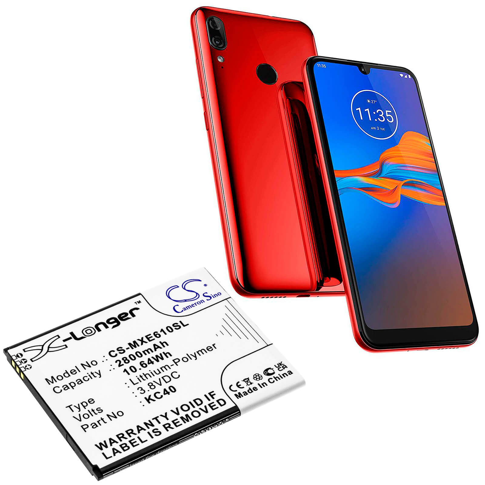 Li-Polymer Battery fits Lenovo, K10 2019, K10 2019 Global 3.8V, 2800mAh / 10.64Wh Mobile & SmartPhone Cameron Sino Technology Limited