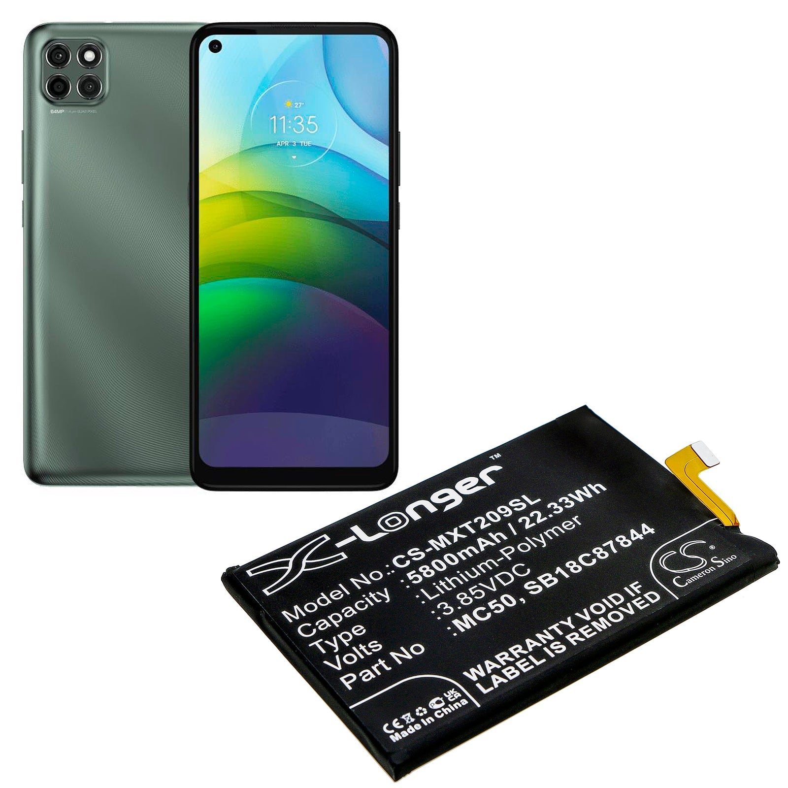 Li-Polymer Battery fits Lenovo, K12 Pro, K12 Pro 2020, Xt2091-7 3.85V, 5800mAh Mobile & SmartPhone Cameron Sino Technology Limited