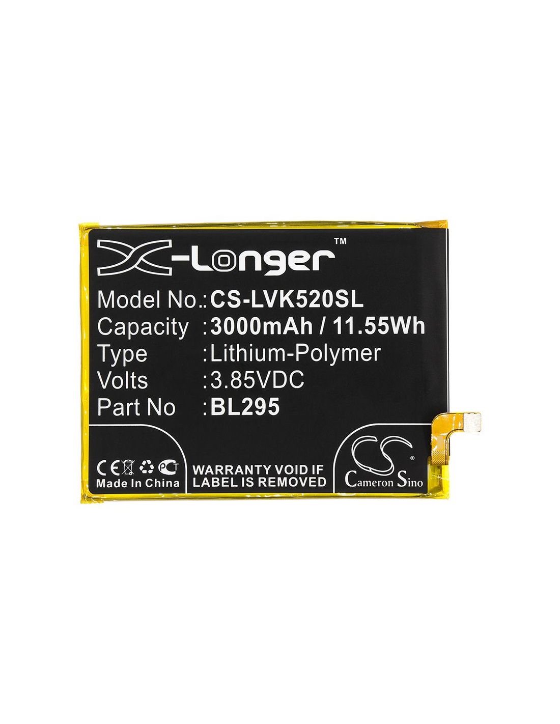Li-Polymer Battery fits Lenovo, K5s, K5s Td-lte Dual Sim 3.85V, 3000mAh Mobile & SmartPhone Cameron Sino Technology Limited