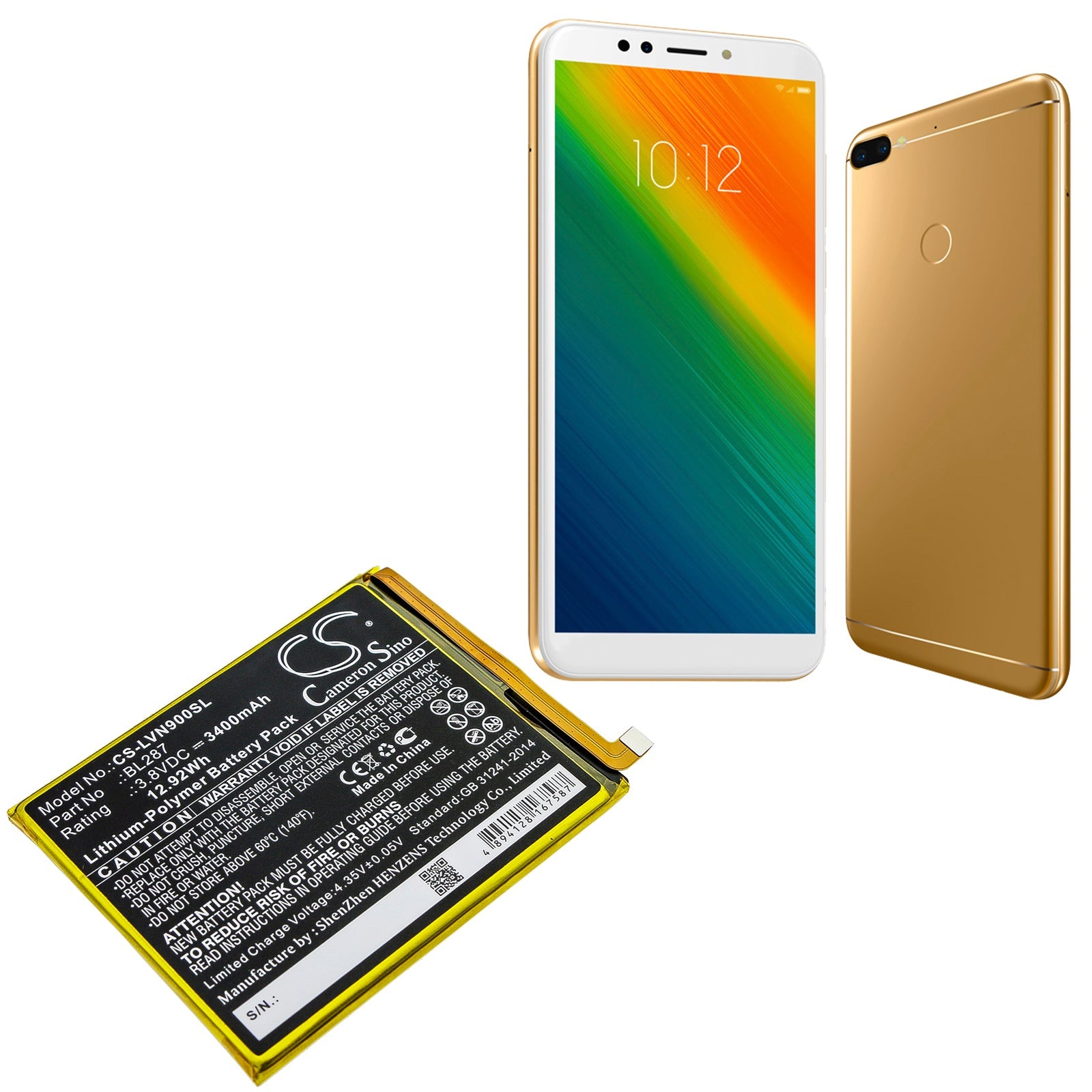 Li-Polymer Battery fits Lenovo, K9 Note 3.8V, 3400mAh Mobile & SmartPhone Cameron Sino Technology Limited