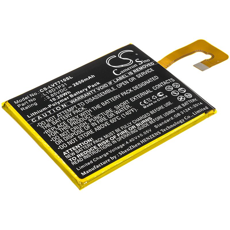 Li-Polymer Battery fits Lenovo, Tab E7, Tb-7104f 3.85V, 2650mAh Tablet Cameron Sino Technology Limited
