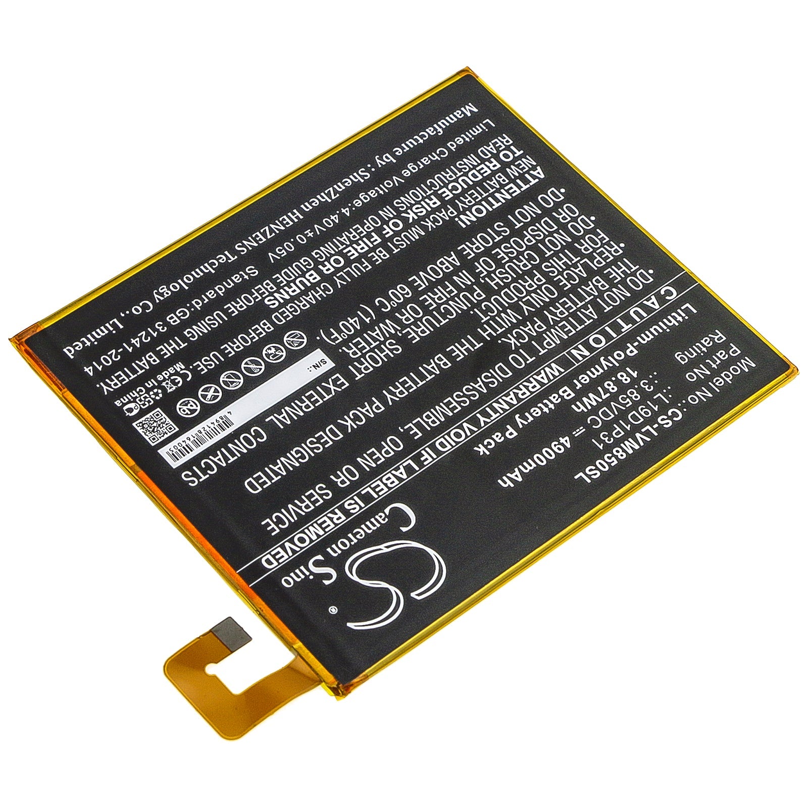 Li-Polymer Battery fits Lenovo, Tab M8, Tb8505f 3.85V, 4900mAh Tablet Cameron Sino Technology Limited
