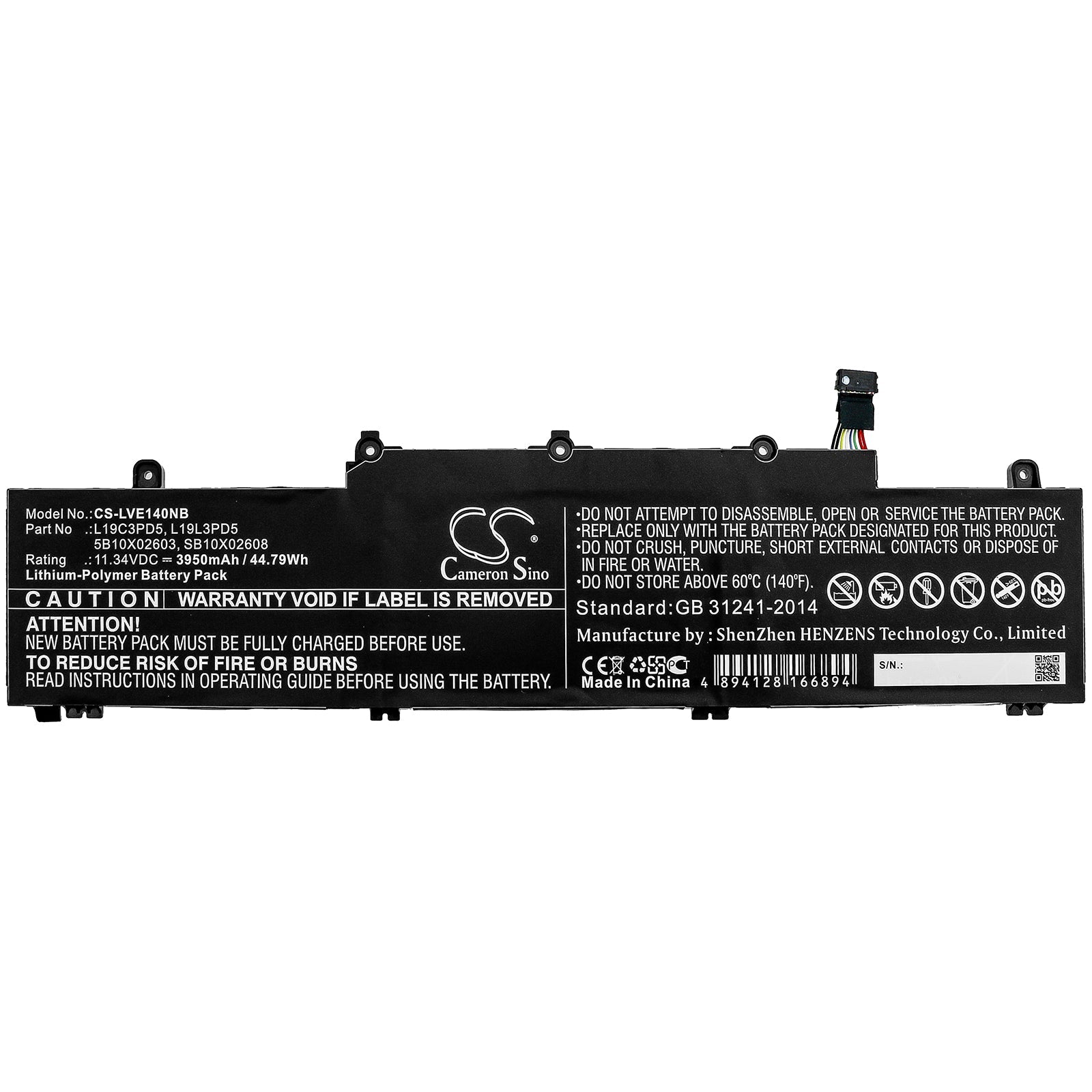 Li-Polymer Battery fits Lenovo, Thinkpad E14 Gen 2, Thinkpad E14 Gen2-20ta000dge 11.34V, 3950mAh Notebook & Laptop Cameron Sino Technology Limited