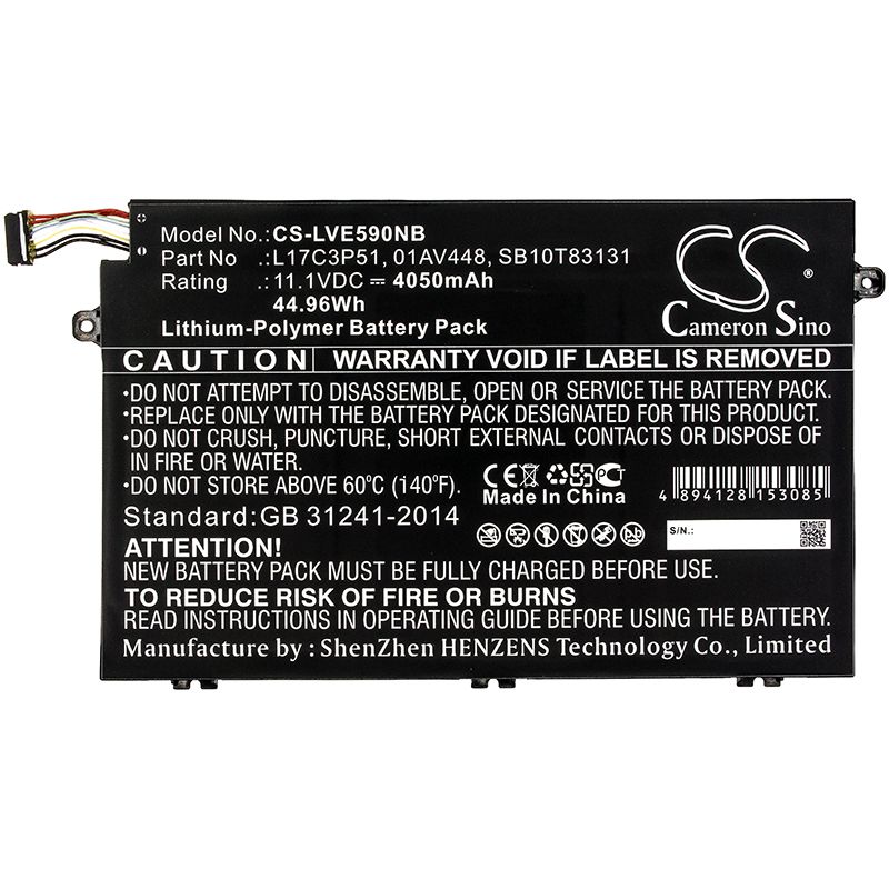 Li-Polymer Battery fits Lenovo, Thinkpad E14, Thinkpad E15 11.1V, 4050mAh Notebook & Laptop Cameron Sino Technology Limited