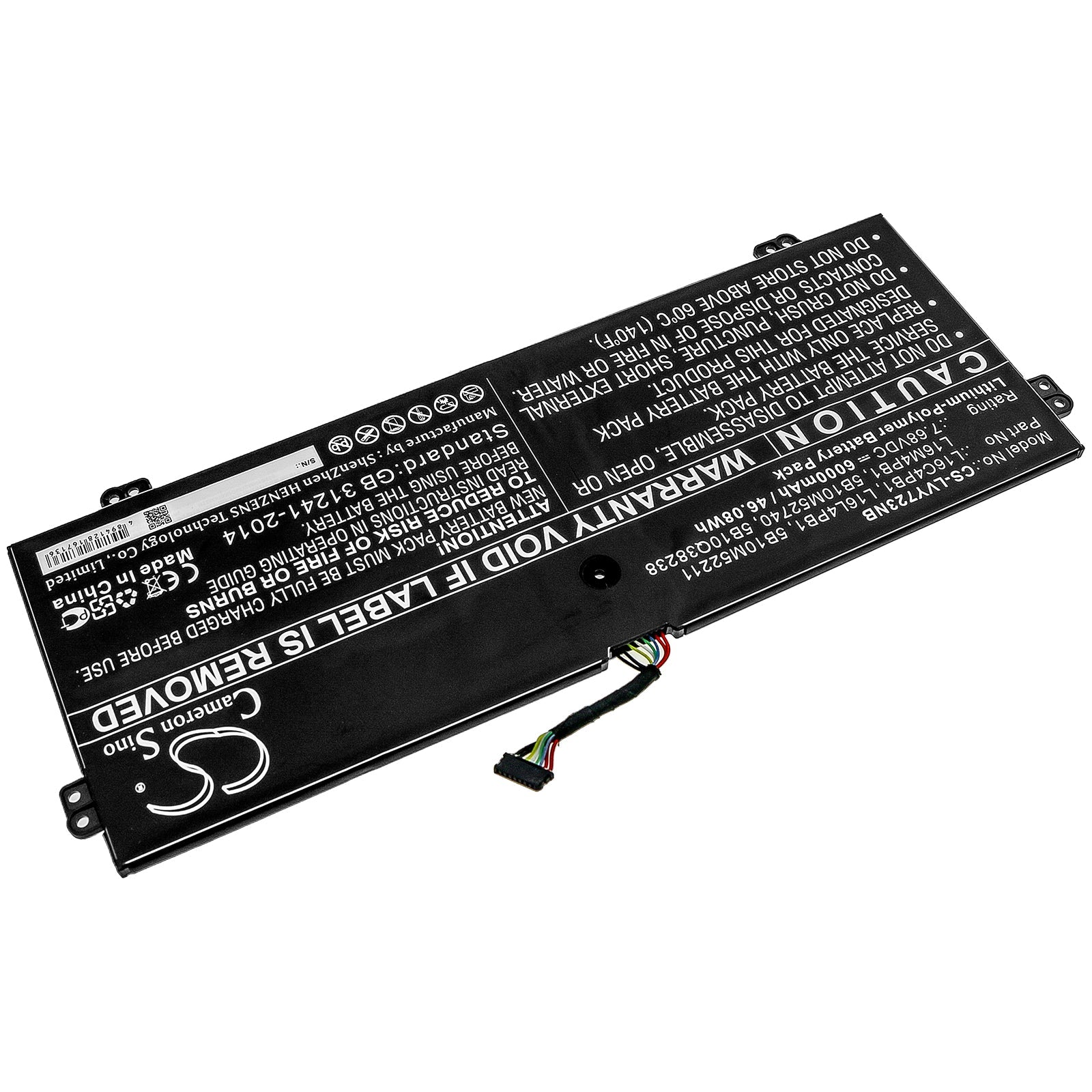 Li-Polymer Battery fits Lenovo, Yg 720-13ikb 80x6006pau 7.68V, 6000mAh Notebook & Laptop Cameron Sino Technology Limited
