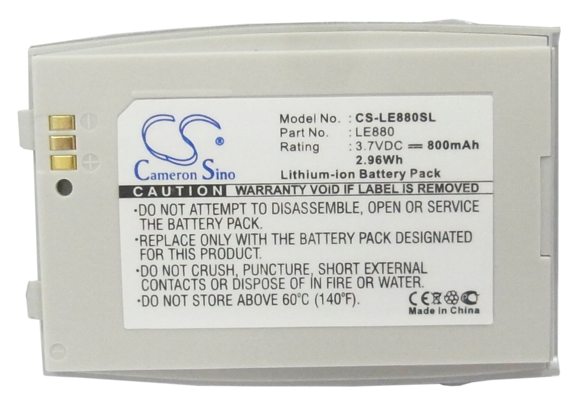 Li-Polymer Battery fits Lg, Eg880, G5400, G5410 3.7V, 800mAh Mobile & SmartPhone Cameron Sino Technology Limited