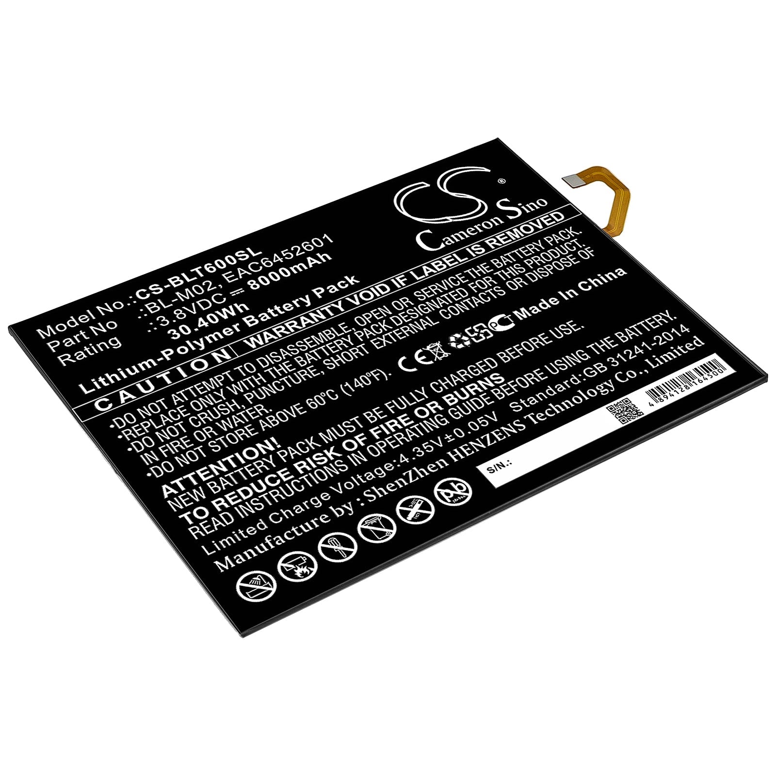 Li-Polymer Battery fits Lg, G Pad 5 10.1, G Pad 5 10.1 Fhd 3.8V, 8000mAh Tablet Cameron Sino Technology Limited