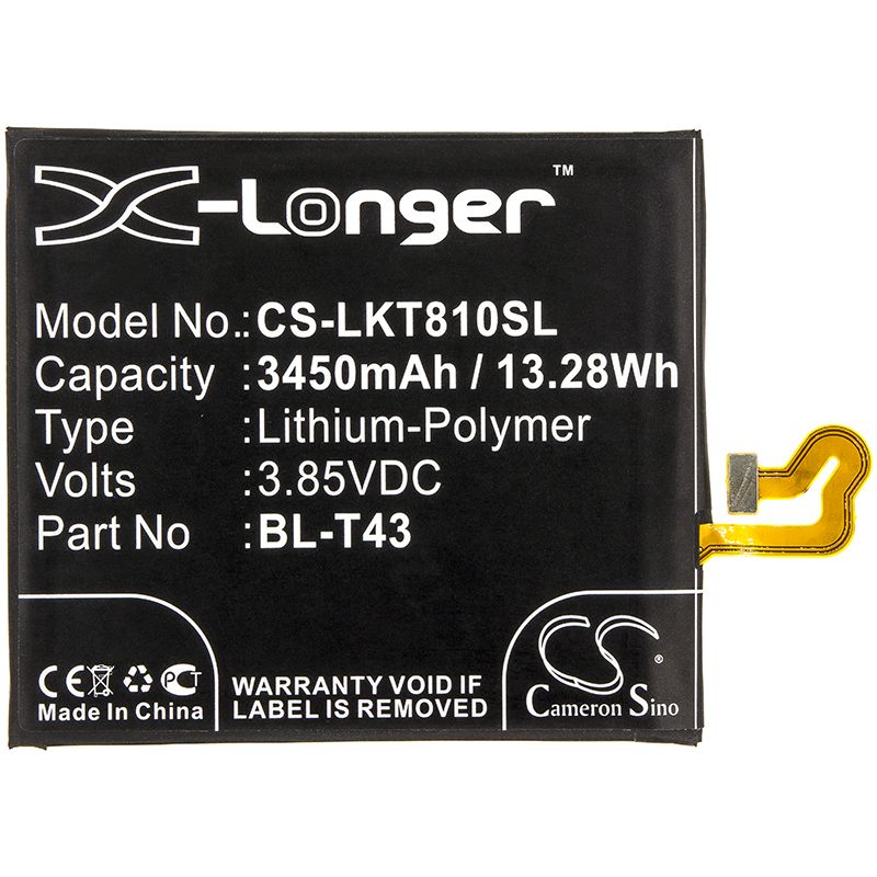 Li-Polymer Battery fits Lg, G810, G8s Thinq 3.85V, 3450mAh Mobile & SmartPhone Cameron Sino Technology Limited