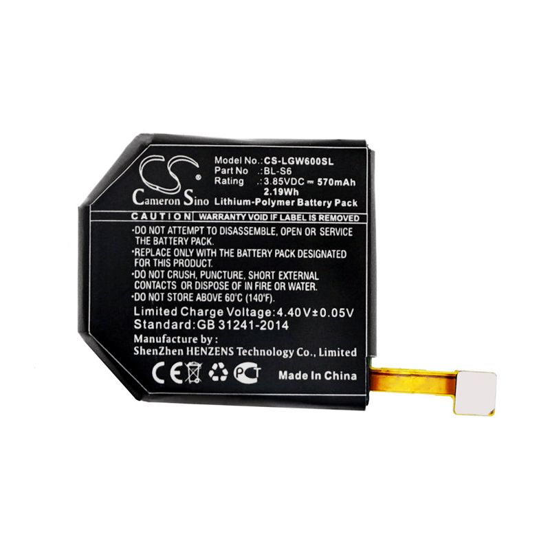 Li-Polymer Battery fits Lg, Watch Urbane Edition Lte 3.85V, 570mAh Smartwatch Cameron Sino Technology Limited
