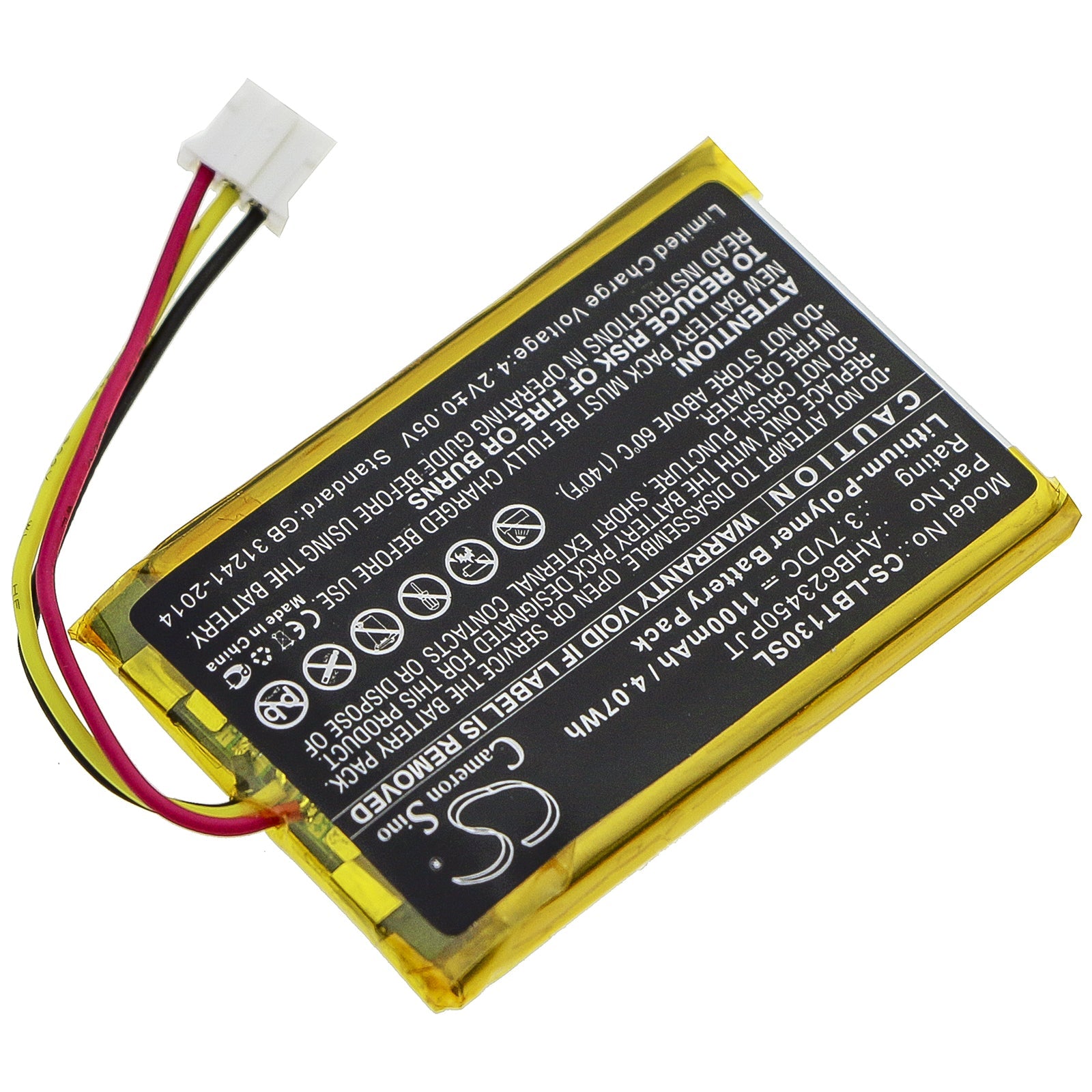 Li-Polymer Battery fits Listen Technologies, Audio Guide, Lbt-1300 3.7V, 1100mAh Wireless Headset Cameron Sino Technology Limited