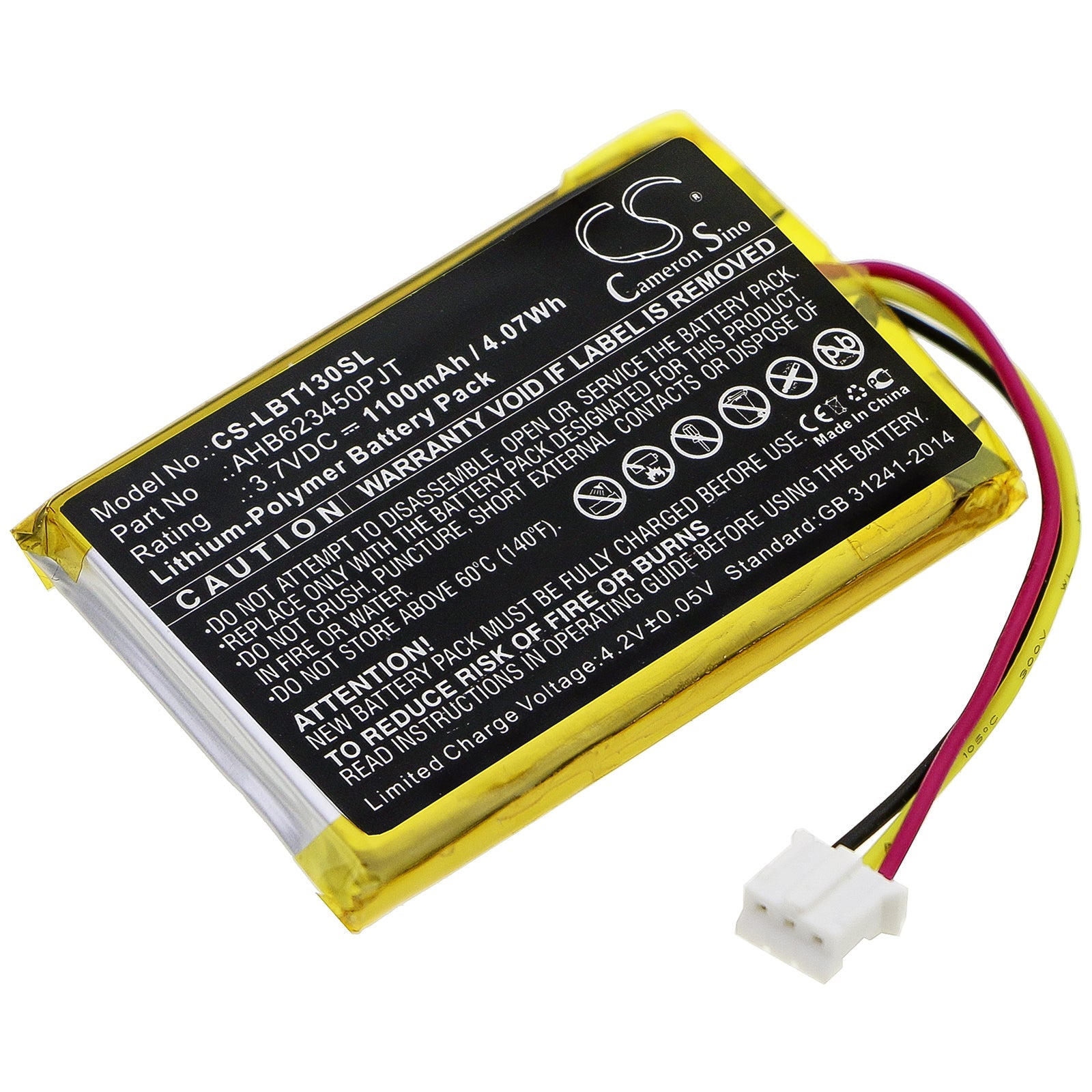 Li-Polymer Battery fits Listen Technologies, Audio Guide, Lbt-1300 3.7V, 1100mAh Wireless Headset Cameron Sino Technology Limited