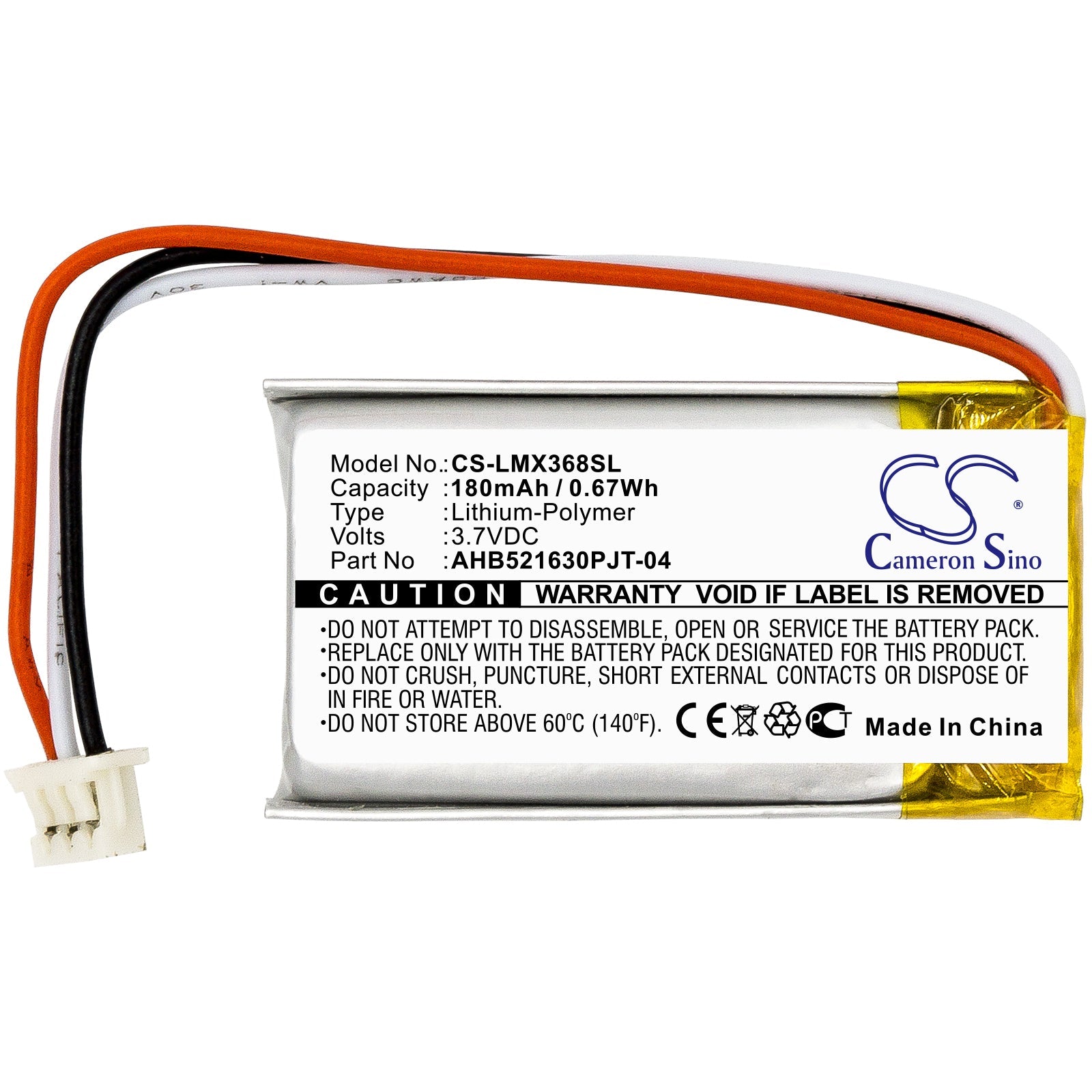 Li-Polymer Battery fits Logitech, 810-006368, M-r0074 3.7V, 180mAh Keyboard,Mouse Cameron Sino Technology Limited