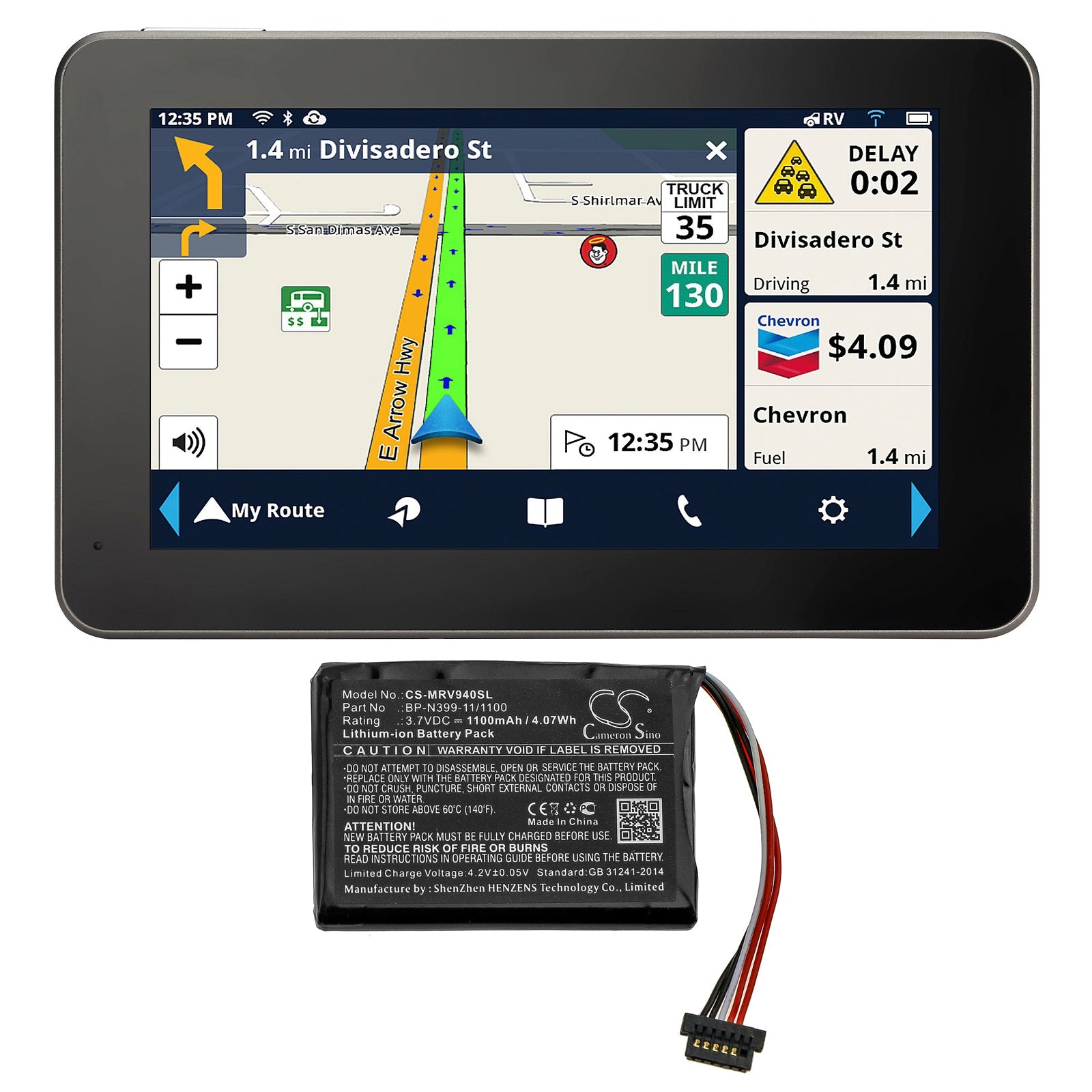 Li-Polymer Battery fits Magellan, Trx7 3.7V, 3800mAh GPS & Navigator Cameron Sino Technology Limited