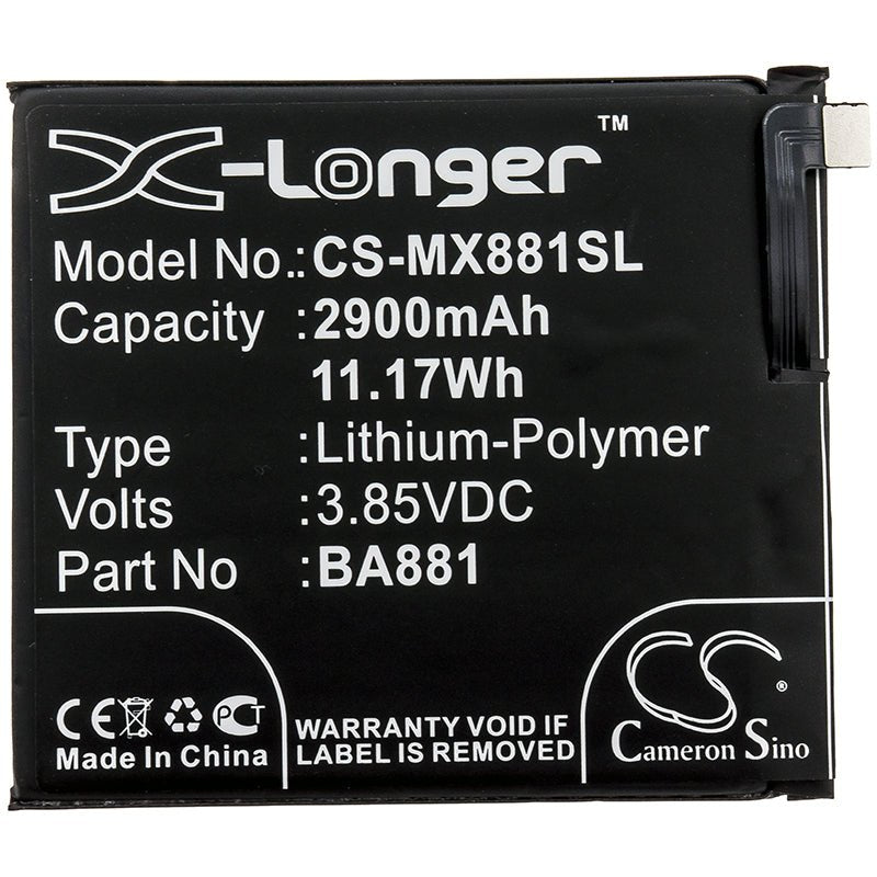 Li-Polymer Battery fits Meizu, 15, 15 Dual Sim 3.85V, 2900mAh Mobile & SmartPhone Cameron Sino Technology Limited