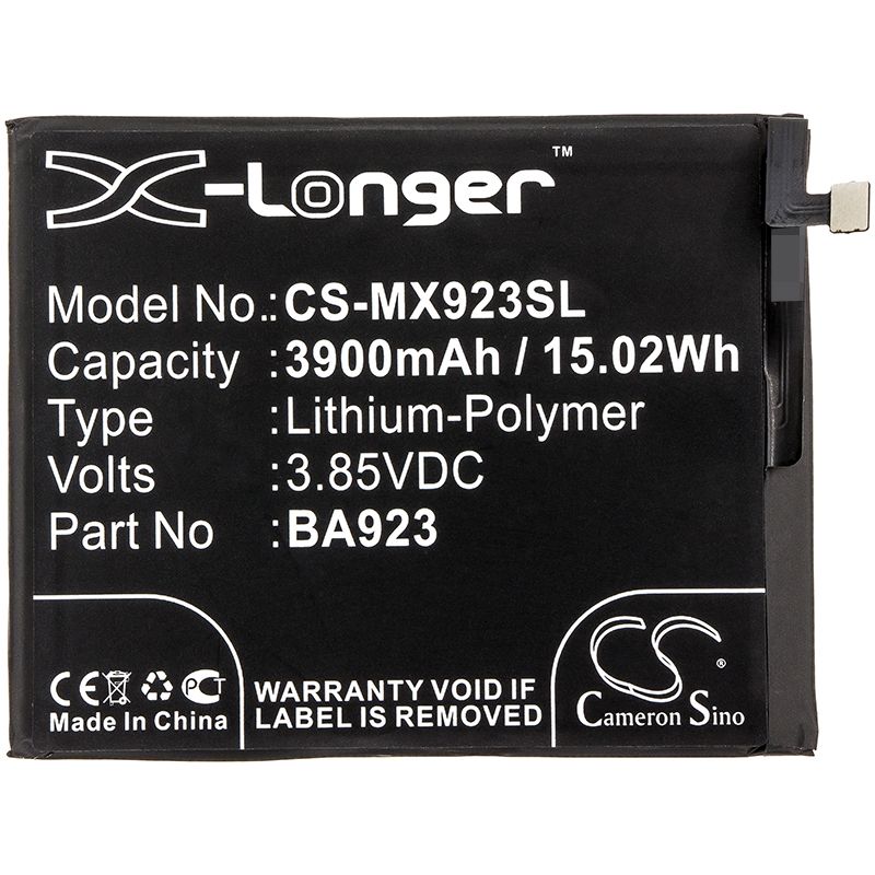 Li-Polymer Battery fits Meizu, M1923, M923q 3.85V, 3900mAh Mobile & SmartPhone Cameron Sino Technology Limited