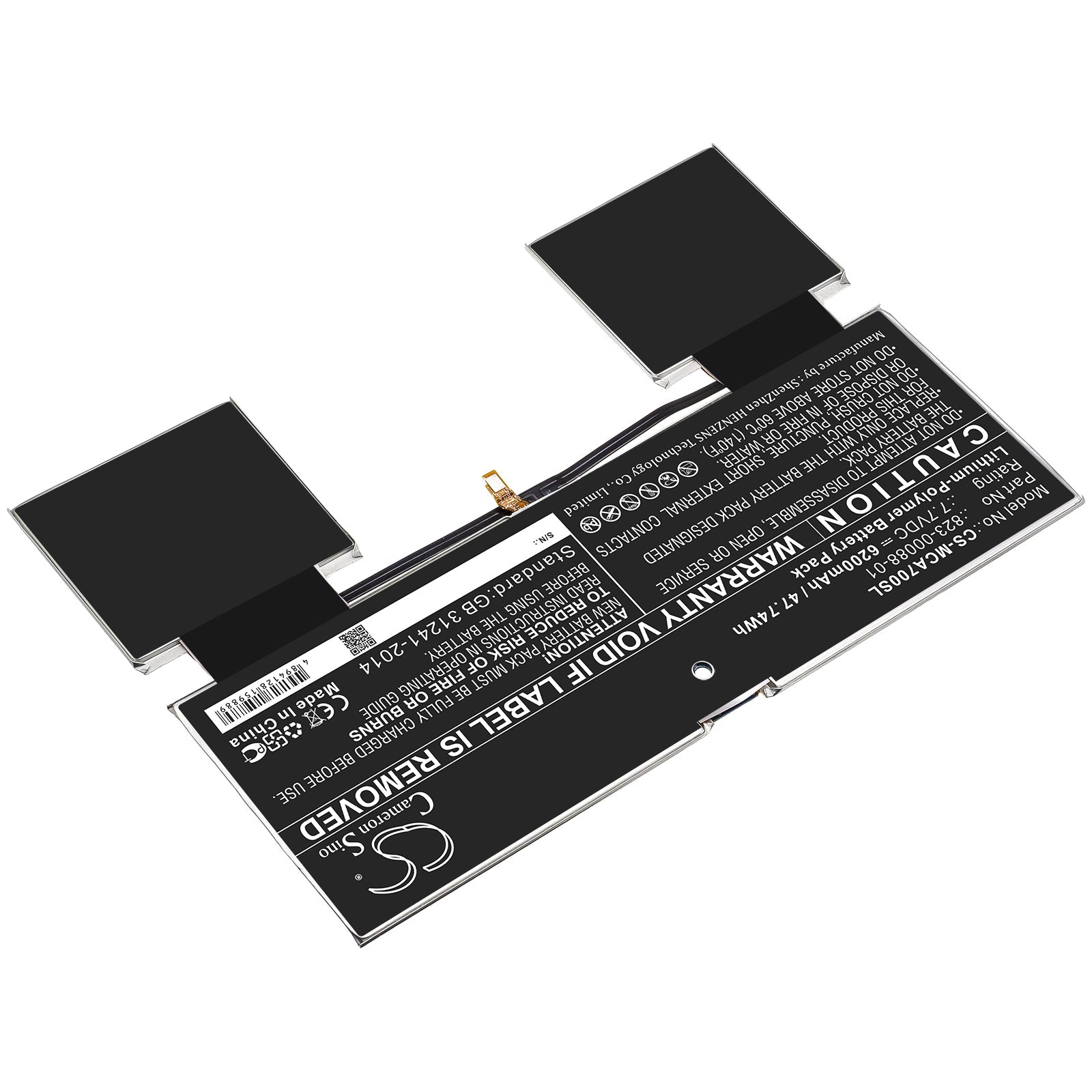 Li-Polymer Battery fits Microsoft, 823-00088-01 7.7V, 6200mAh Tablet Cameron Sino Technology Limited