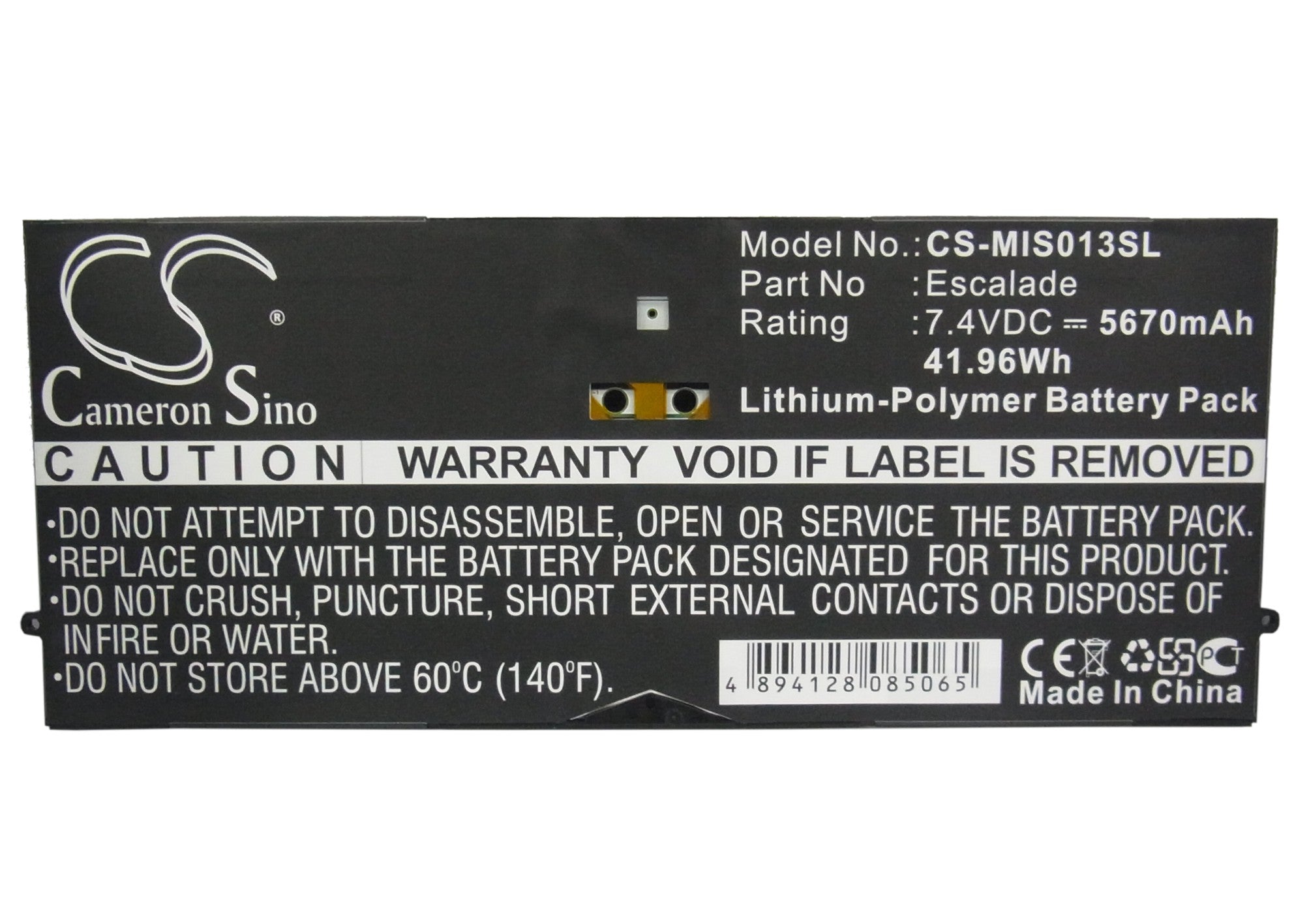 Li-Polymer Battery fits Microsoft, 9sr-00013, Surface Pro 7.4V, 5670mAh Tablet Cameron Sino Technology Limited