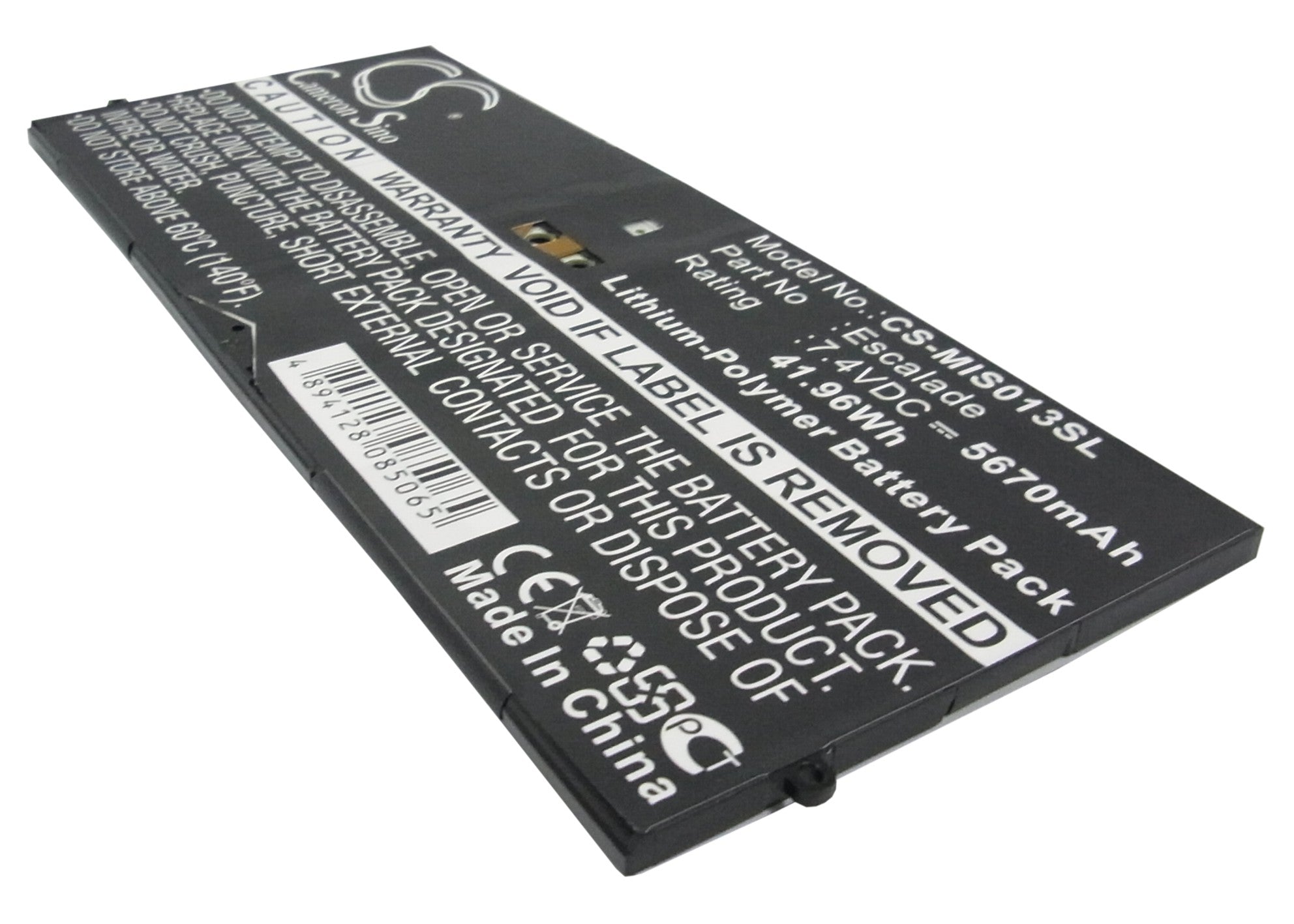 Li-Polymer Battery fits Microsoft, 9sr-00013, Surface Pro 7.4V, 5670mAh Tablet Cameron Sino Technology Limited