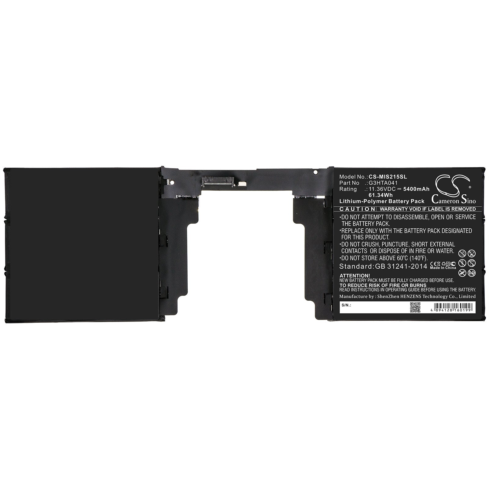 Li-Polymer Battery fits Microsoft, G3hta041 11.36V, 5400mAh Tablet Cameron Sino Technology Limited