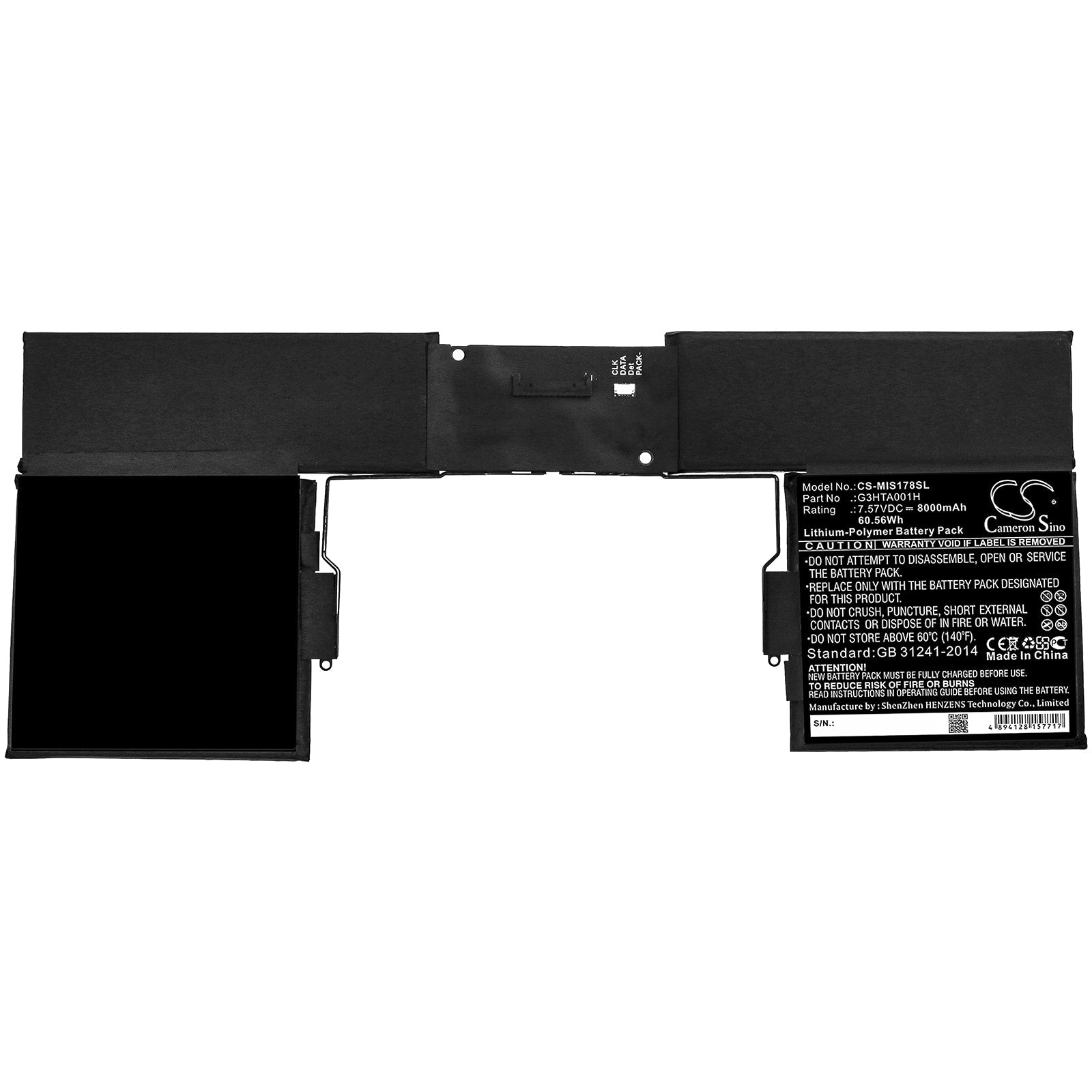 Li-Polymer Battery fits Microsoft, Surface Book 1785 Keyboard 7.59V, 8900mAh Tablet Cameron Sino Technology Limited