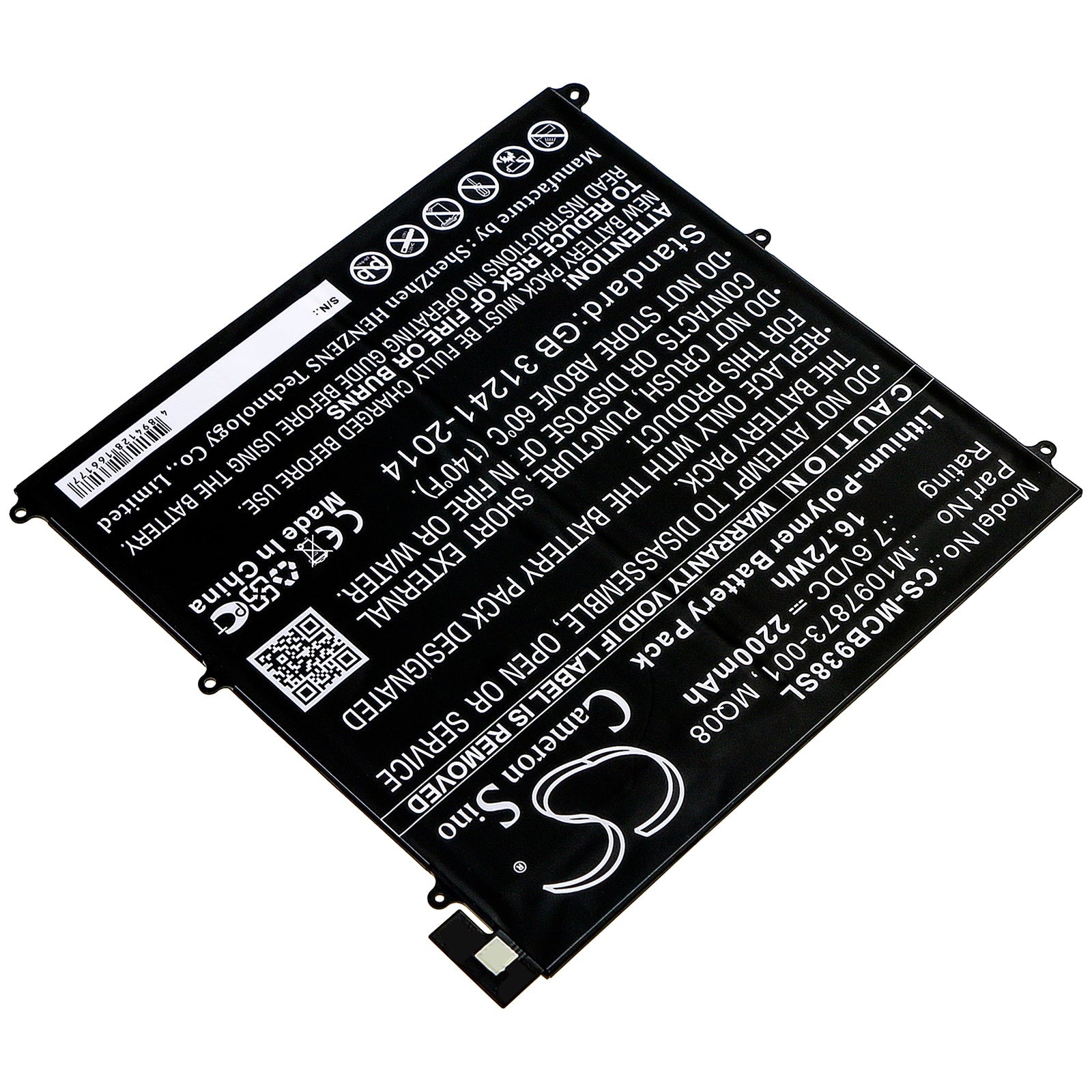 Li-Polymer Battery fits Microsoft, Surface Book 1938 7.6V, 2200mAh Tablet Cameron Sino Technology Limited