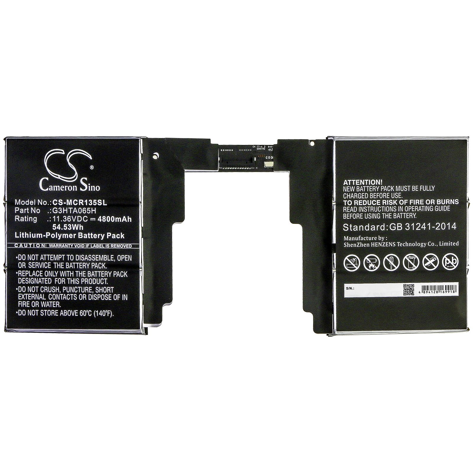 Li-Polymer Battery fits Microsoft, Surface Book 3 13.5 Keyboard 11.36V, 4800mAh Tablet Cameron Sino Technology Limited