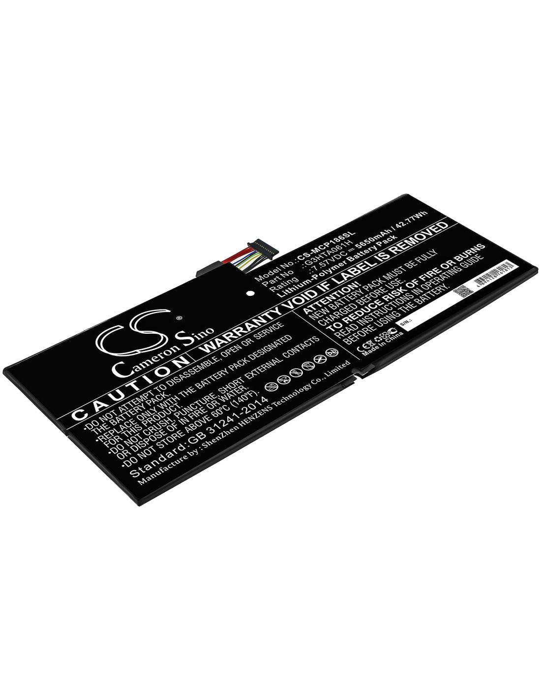 Li-Polymer Battery fits Microsoft, Surface Pro 7, Surface Pro 7 1866 7.57V, 5650mAh Tablet Cameron Sino Technology Limited