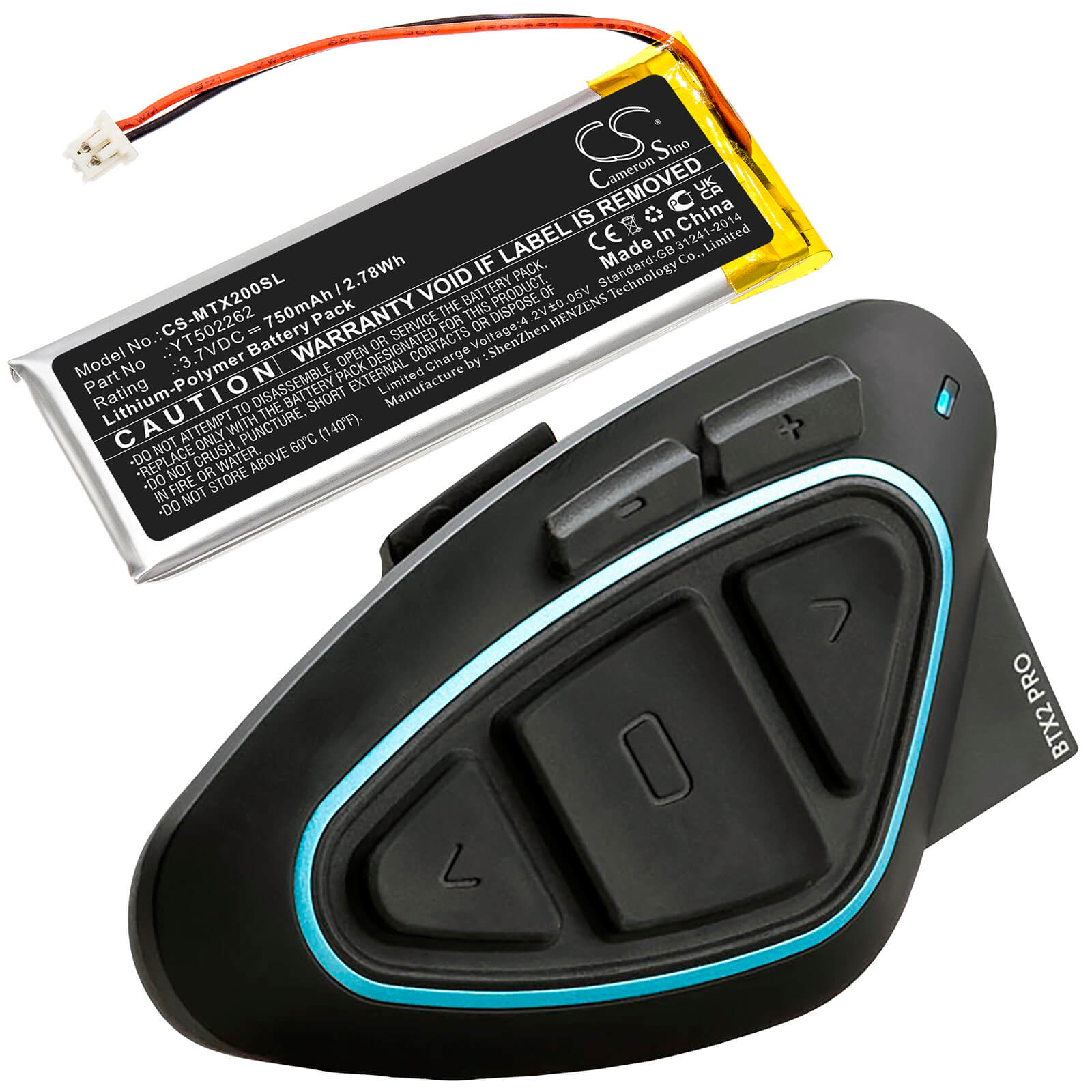 Li-Polymer Battery fits Midland, Btx2 Pro 3.7V, 750mAh Wireless Headset Cameron Sino Technology Limited