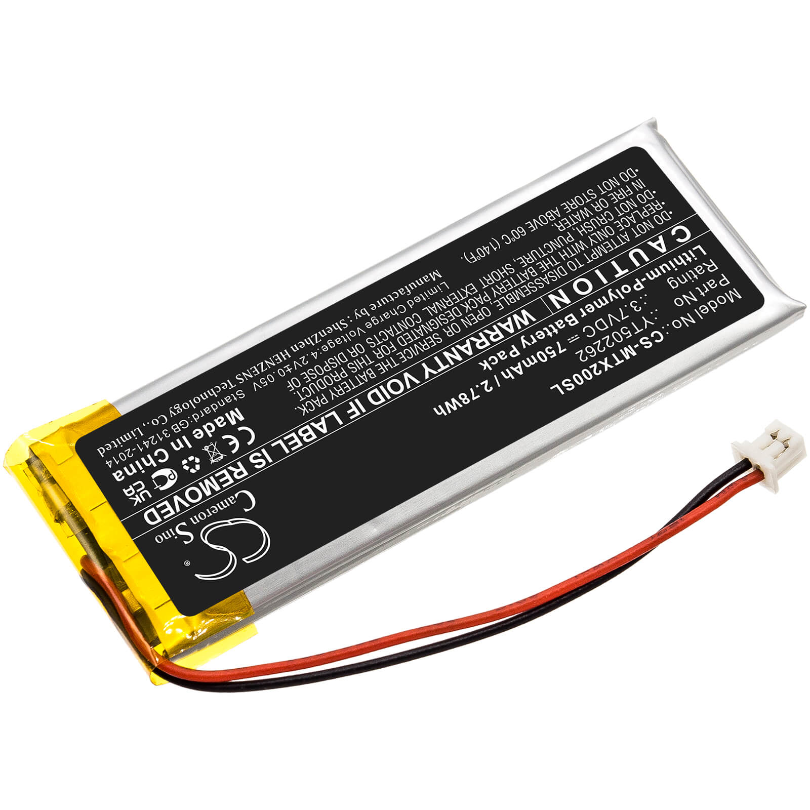 Li-Polymer Battery fits Midland, Btx2 Pro 3.7V, 750mAh Wireless Headset Cameron Sino Technology Limited