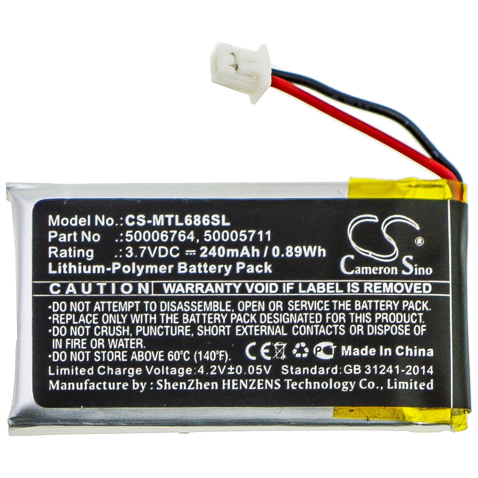 Li-Polymer Battery fits Mitel, 6863i, 6865, 6865i 3.7V, 240mAh Wireless Headset Cameron Sino Technology Limited