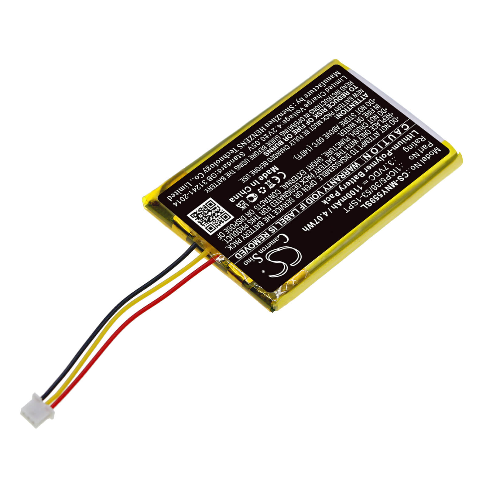 Li-Polymer Battery fits Moonybaby, Mb55810, Mb55810-2t 3.7V, 1100mAh / 4.07Wh BabyPhone Cameron Sino Technology Limited